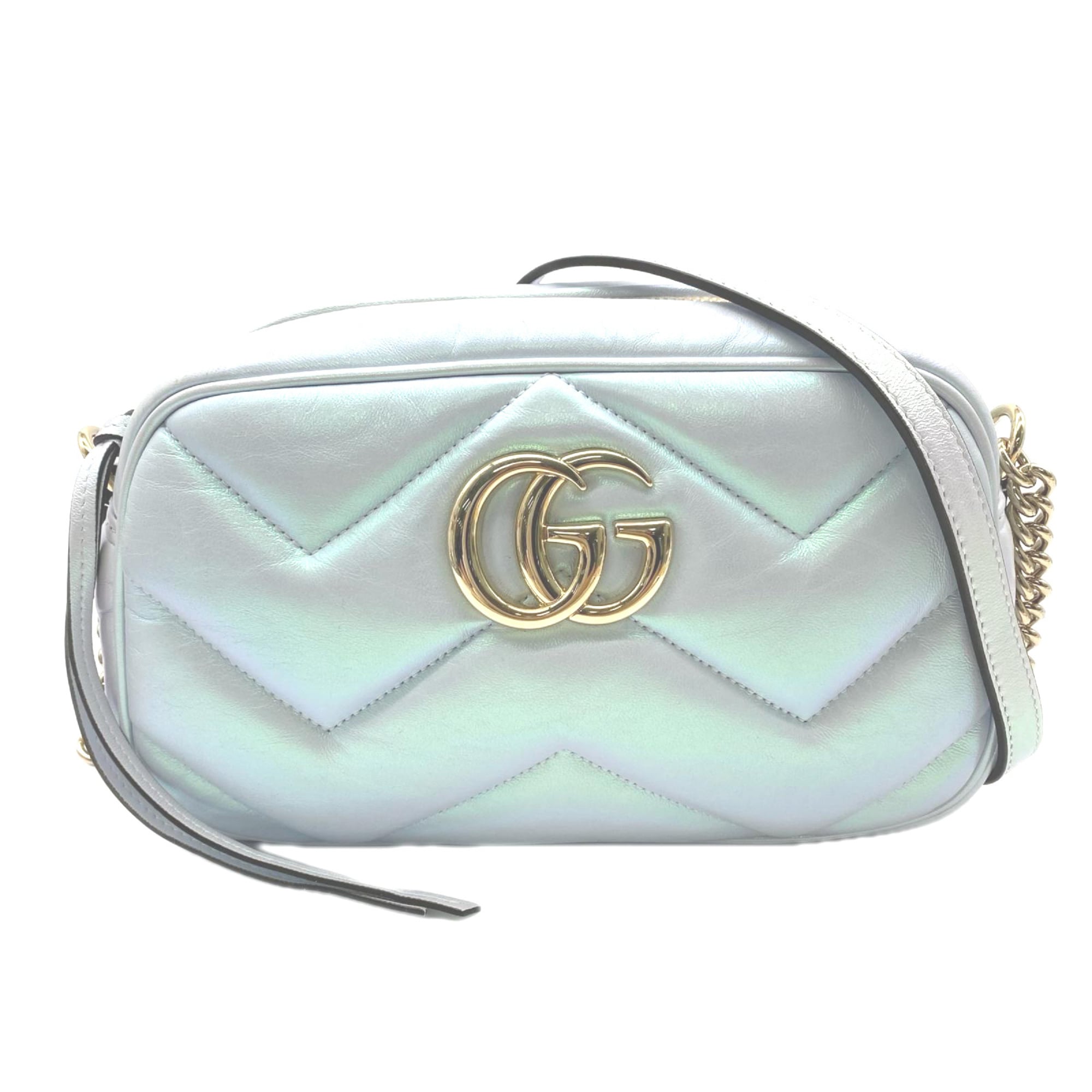 Gucci Gg Marmont Blue Leather Shoulder Bag (Pre-Owned)