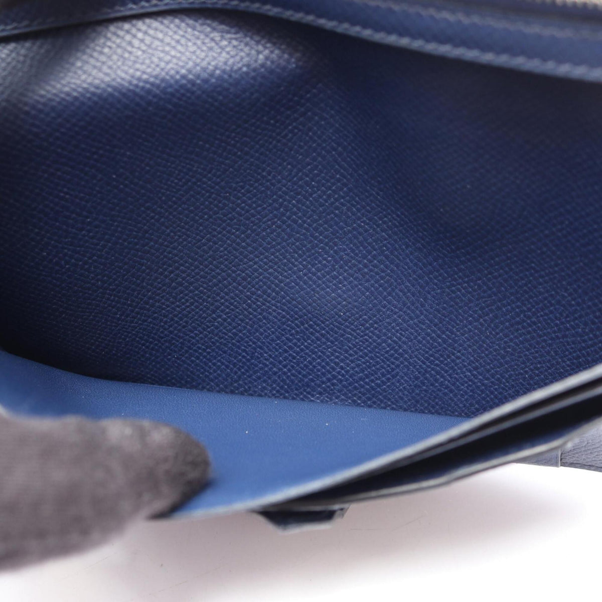 Hermes Bleu Saphir Blue Blue Paradise Navy Epsom Leather Long Wallet (Bi-Fold) (Pre-Owned)