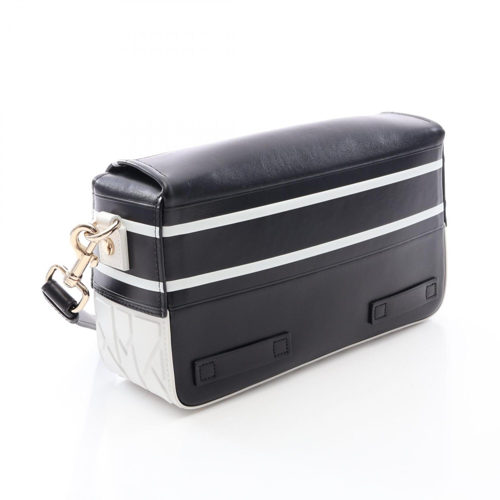 Christian Dior Black White Leather Handbag Shoulder Bag (Pre-Owned)