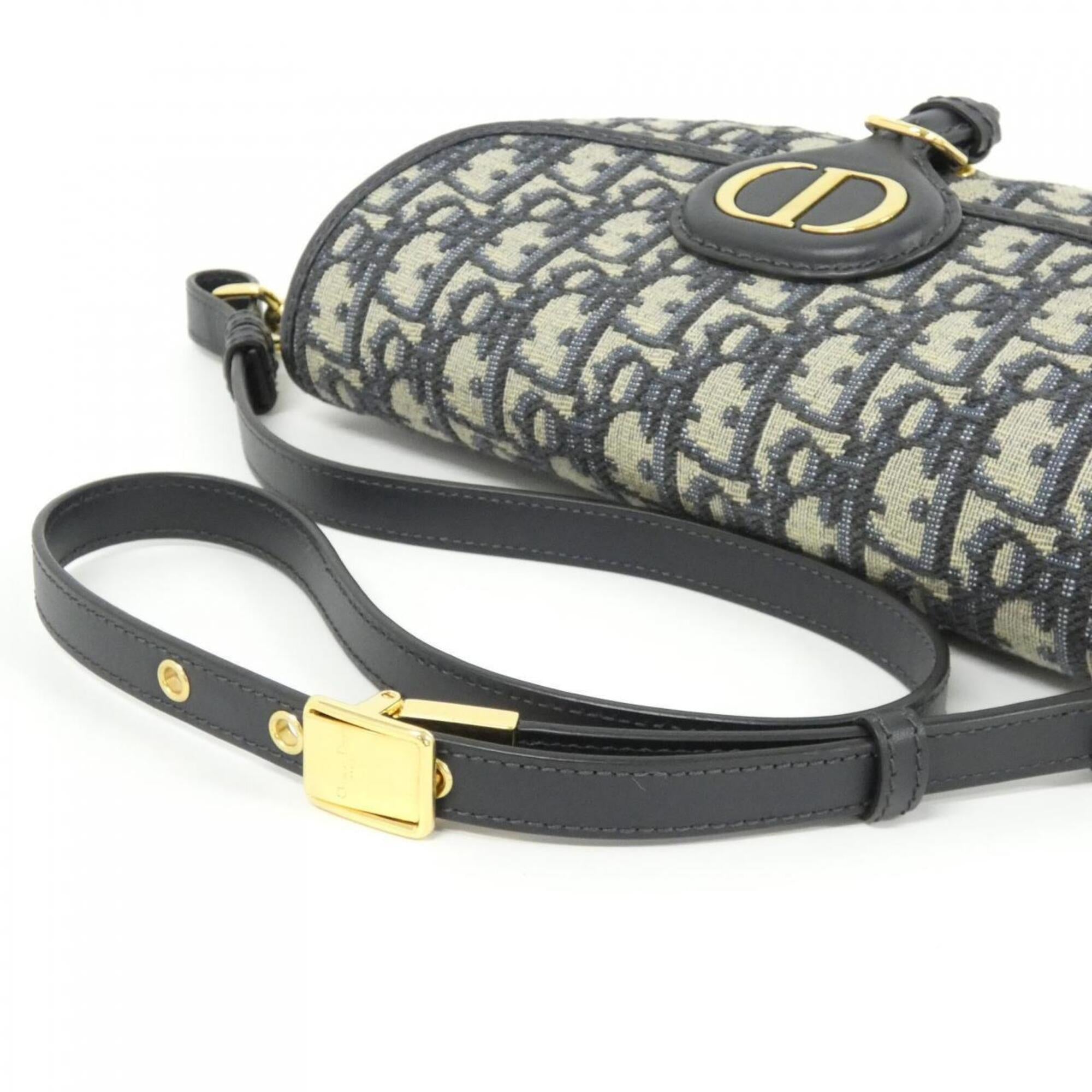 Christian Dior Blue Canvas Leather Shoulder Bag (Pre-Owned)