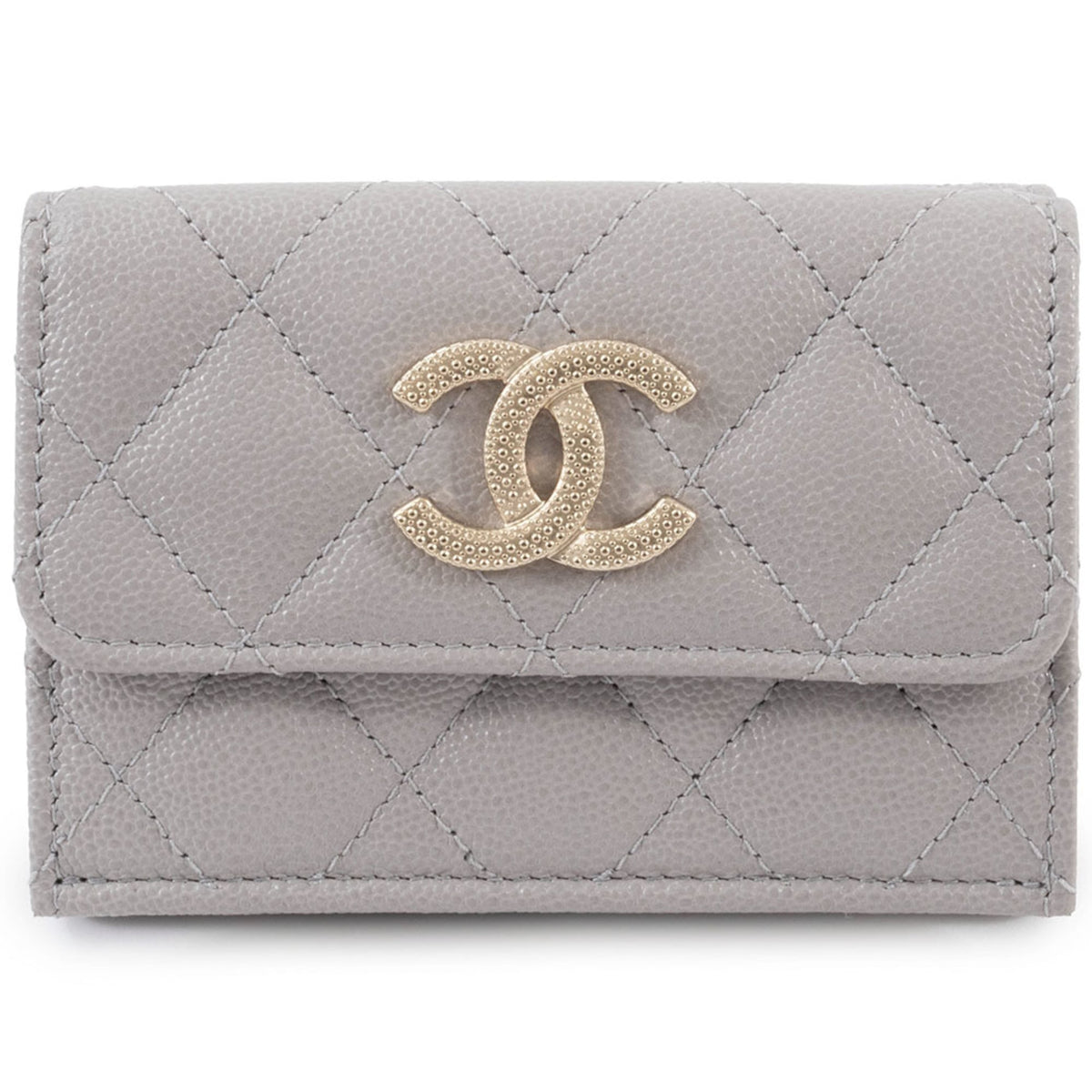 Chanel Grayish Leather Wallet (Tri-Fold) (Pre-Owned)