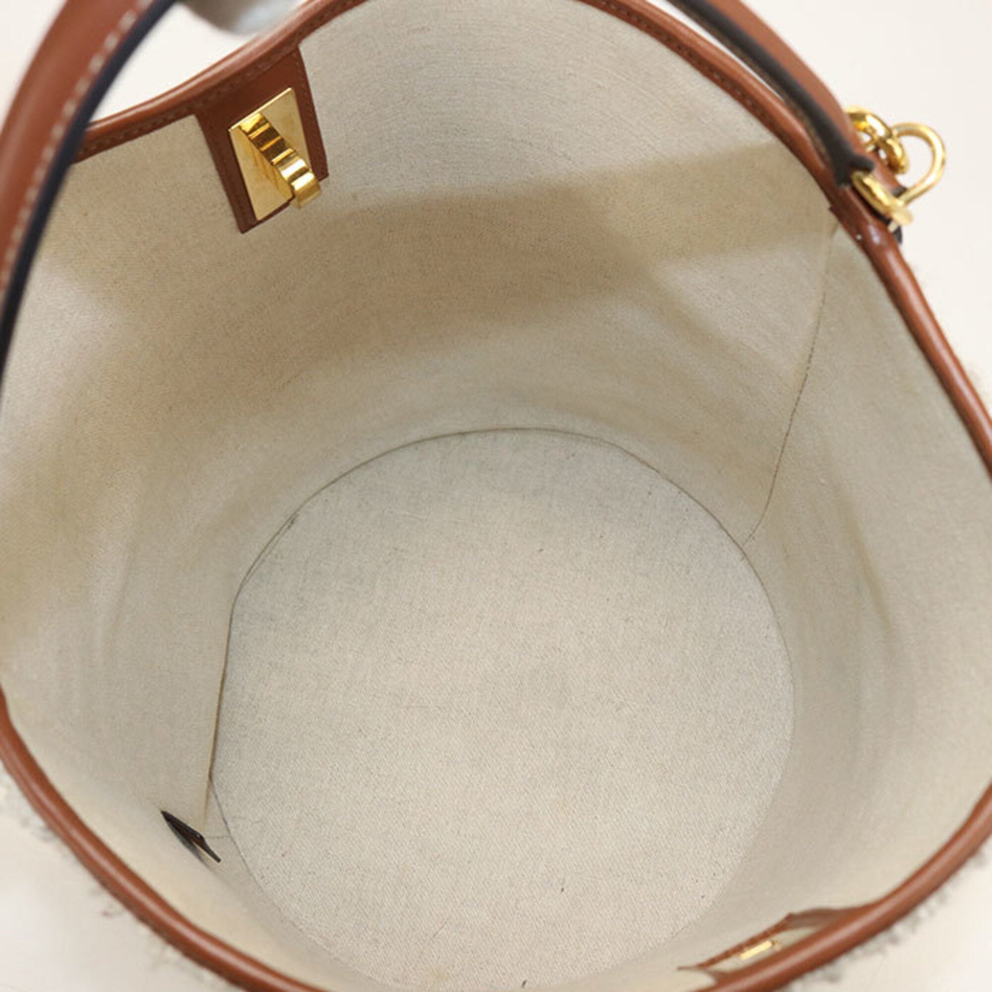 Celine White Pile Fabric Handbag (Pre-Owned)