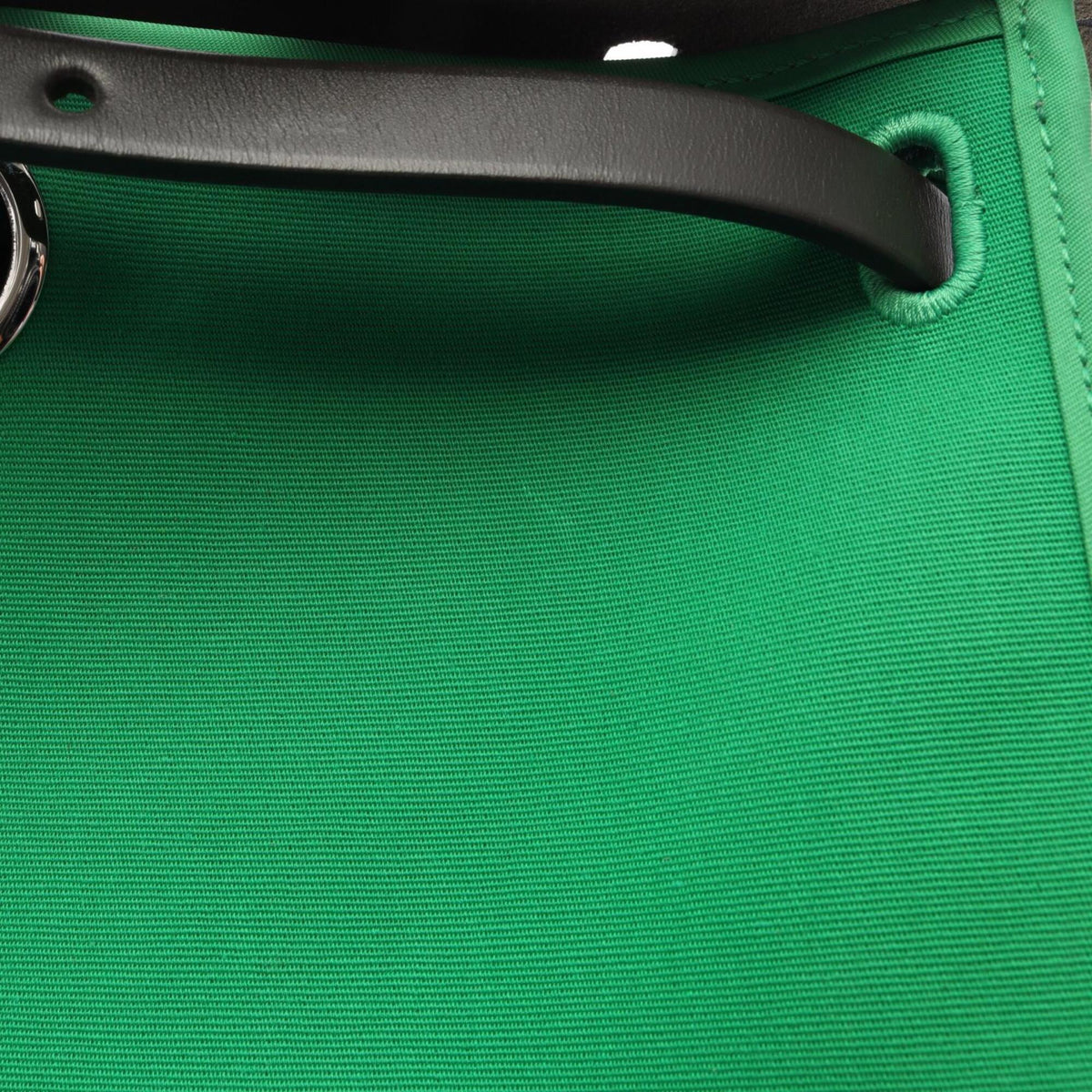 Hermes Gray Green Canvas Toile Officier Vache Leather Handbag Pouch (Pre-Owned)