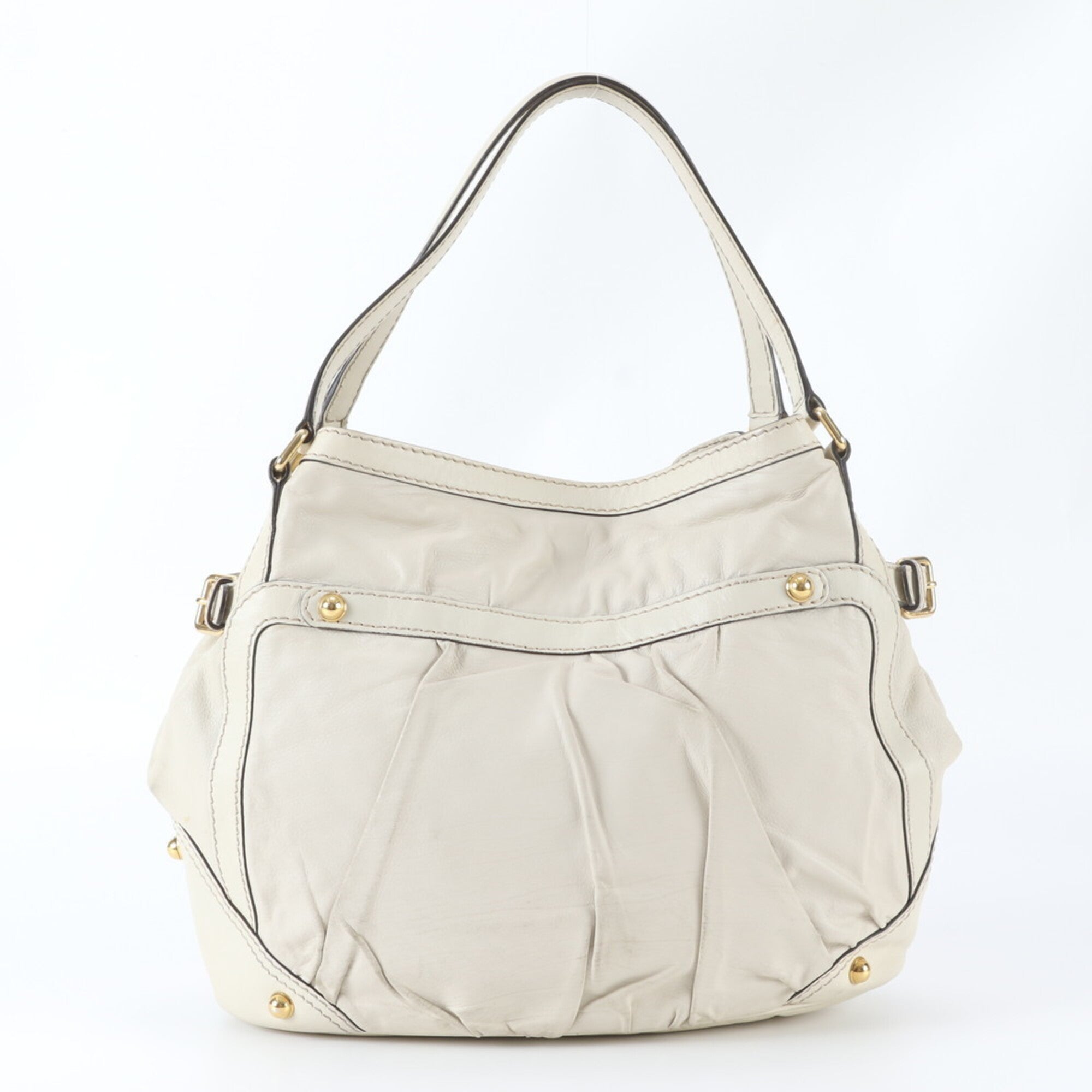 Gucci Horsebit Beige Leather Handbag Tote Bag (Pre-Owned)