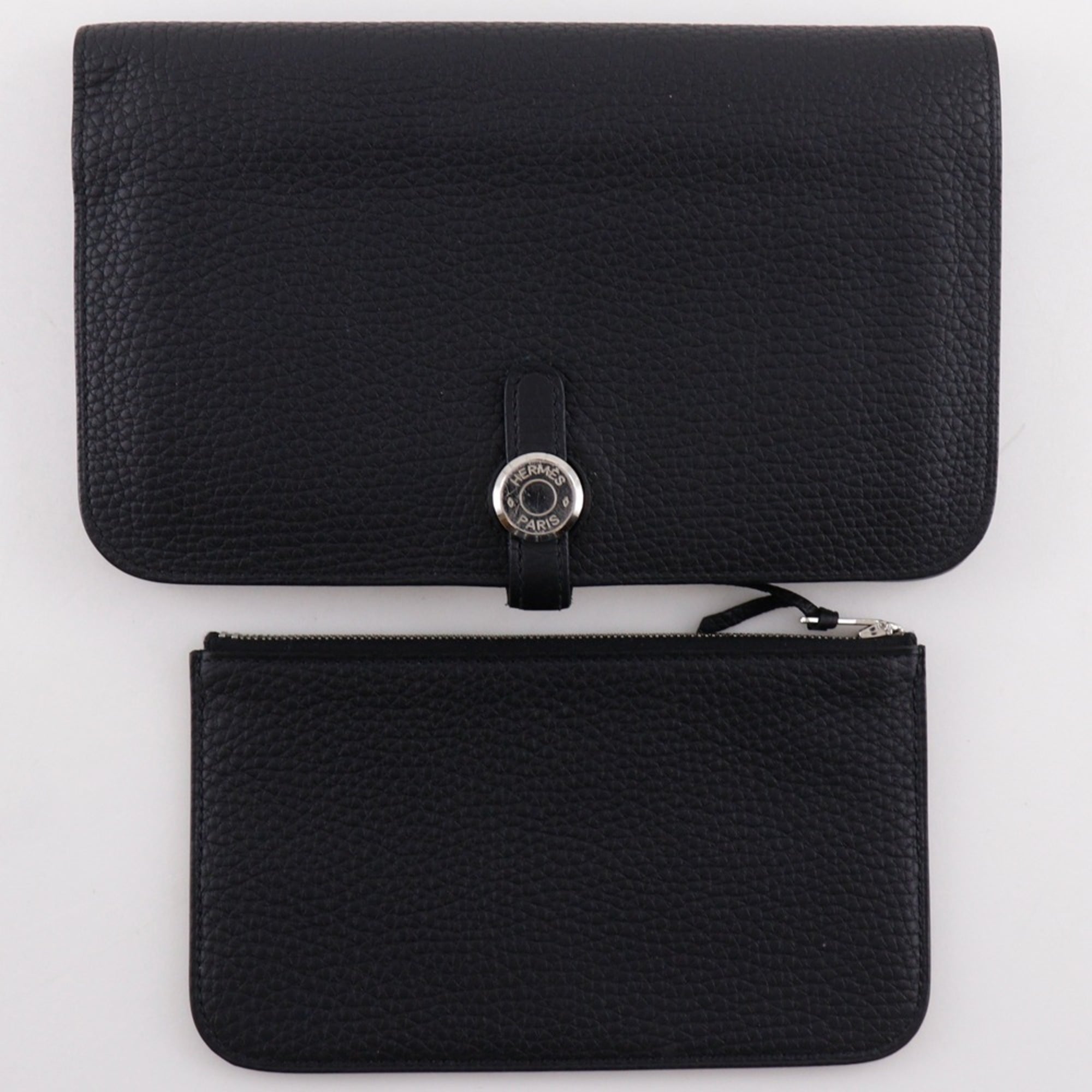 Hermes Dogon Duo Black Togo Leather Long Wallet (Bi-Fold) (Pre-Owned)