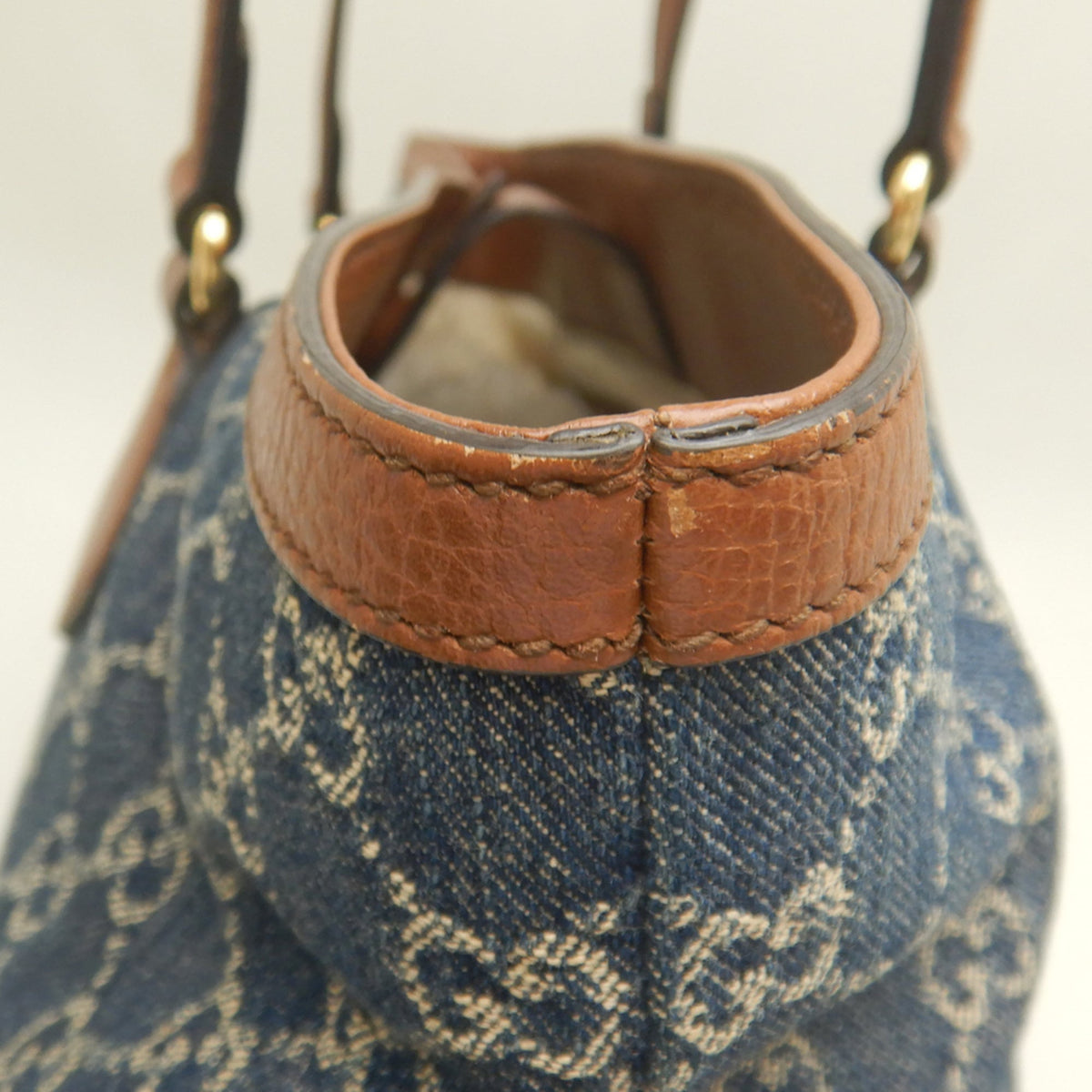Gucci Ophidia Blue Brown Denim Leather Tote Bag (Pre-Owned)