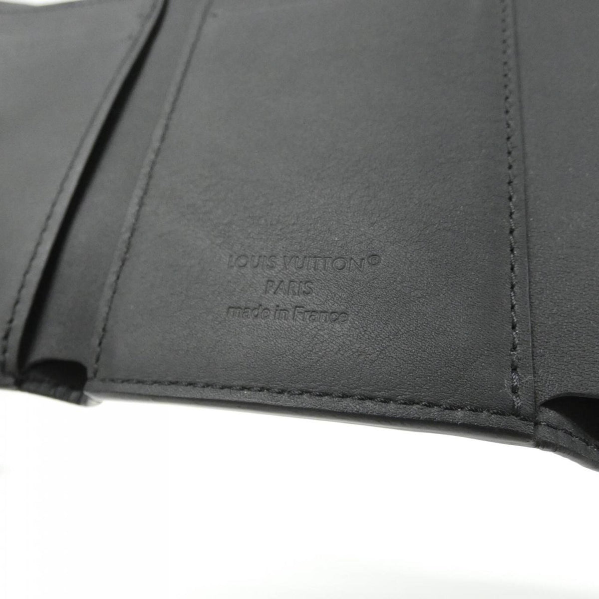Louis Vuitton Monogram Shadow Black Leather Wallet (Tri-Fold) (Pre-Owned)