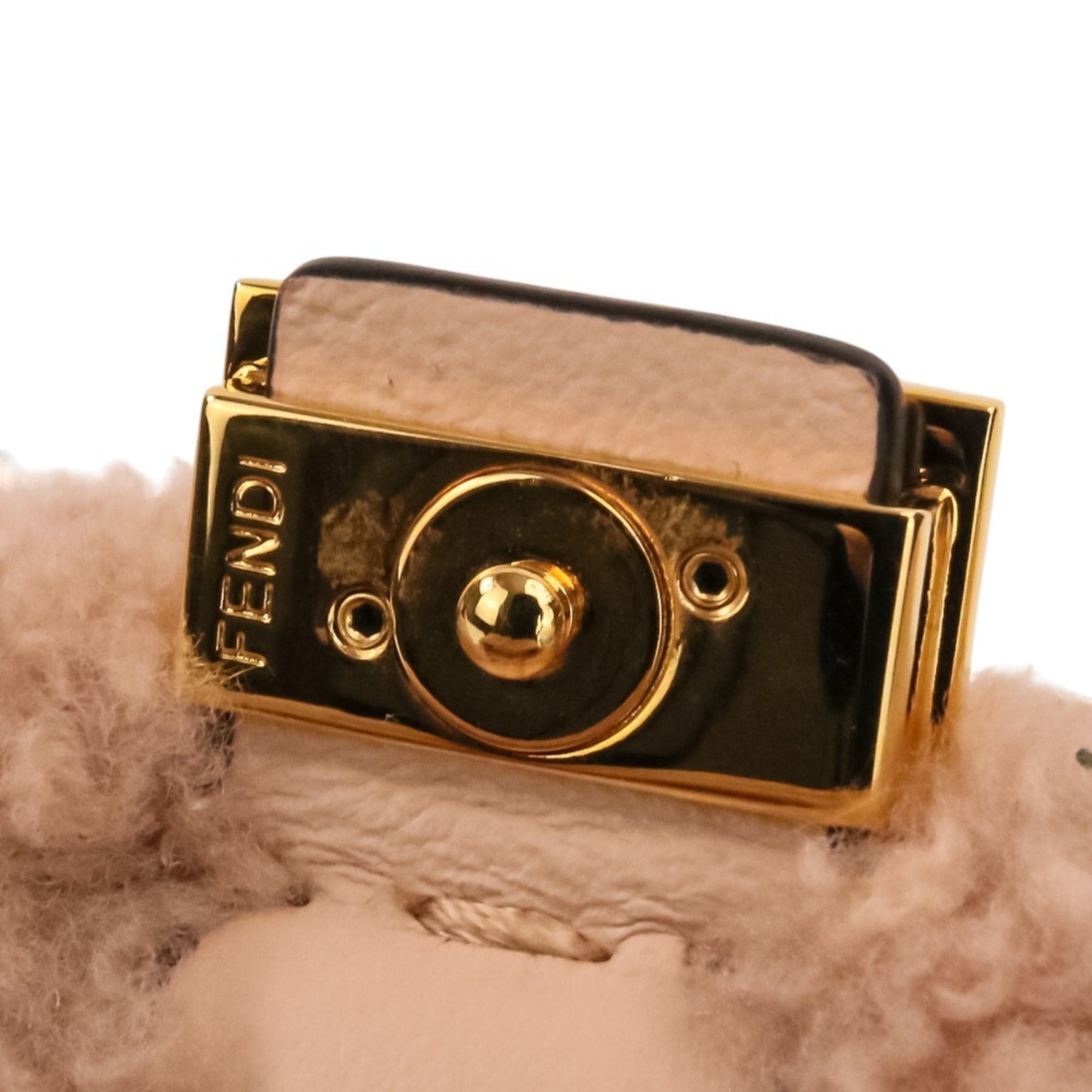 Fendi Baguette Pink Beige Fur Shoulder Bag (Pre-Owned)