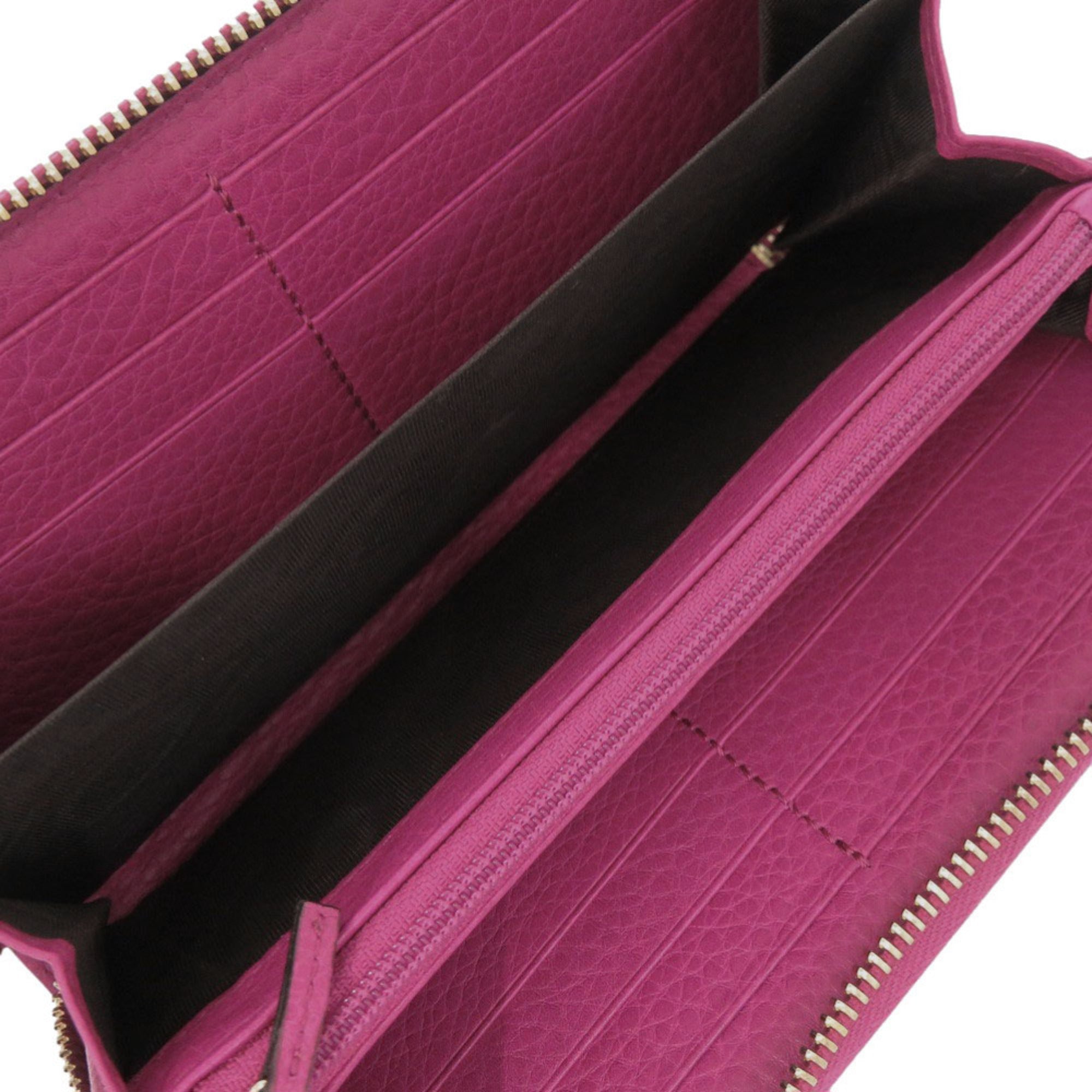 Gucci Bamboo Pink Bamboo Leather Long Wallet (Bi-Fold) (Pre-Owned)