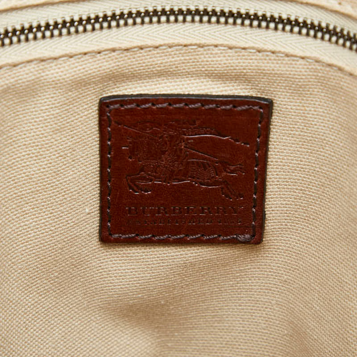 Burberry Beige Brown Canvas Leather Shoulder Bag Tote Bag (Pre-Owned)