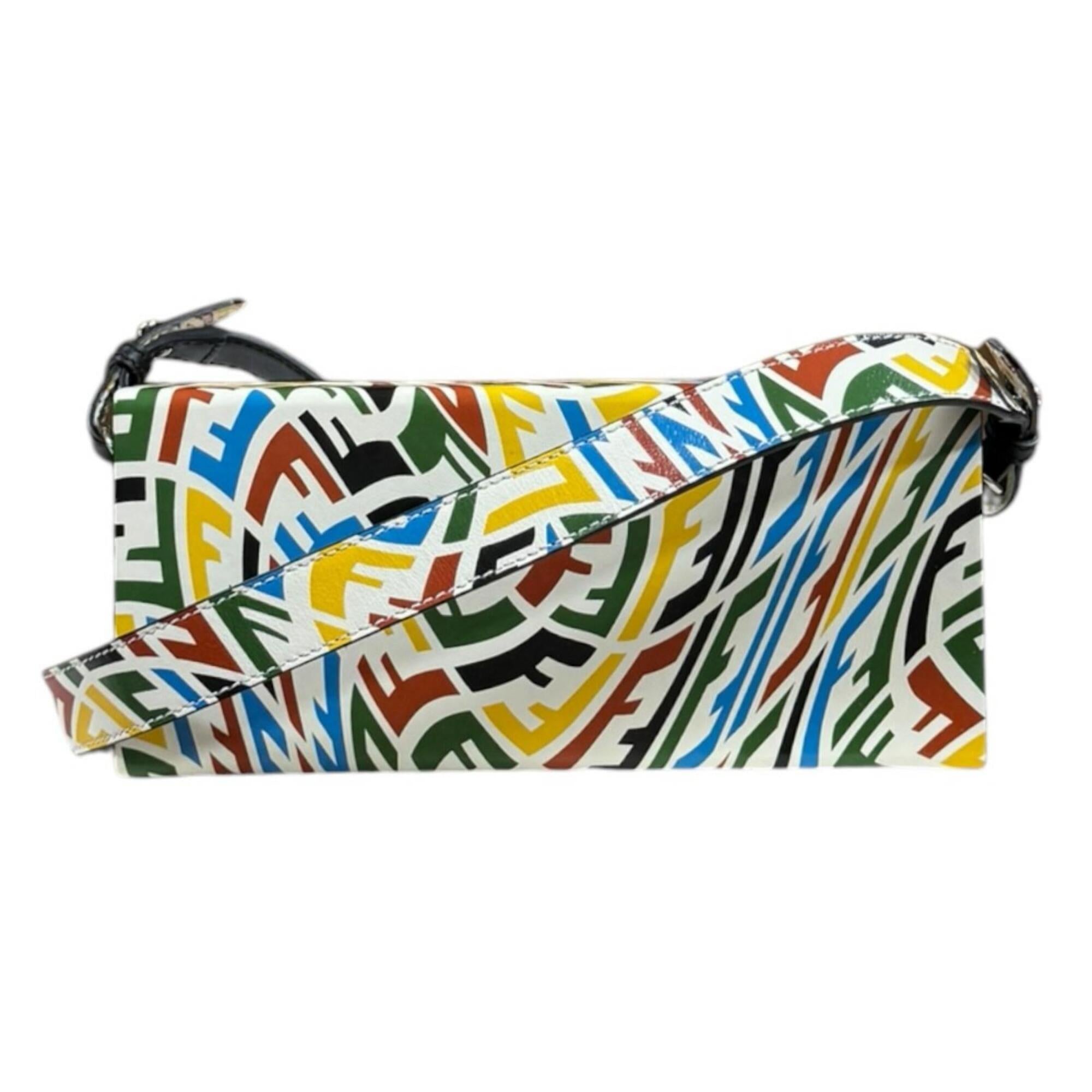Fendi Multi-Color White Leather Shoulder Bag (Pre-Owned)