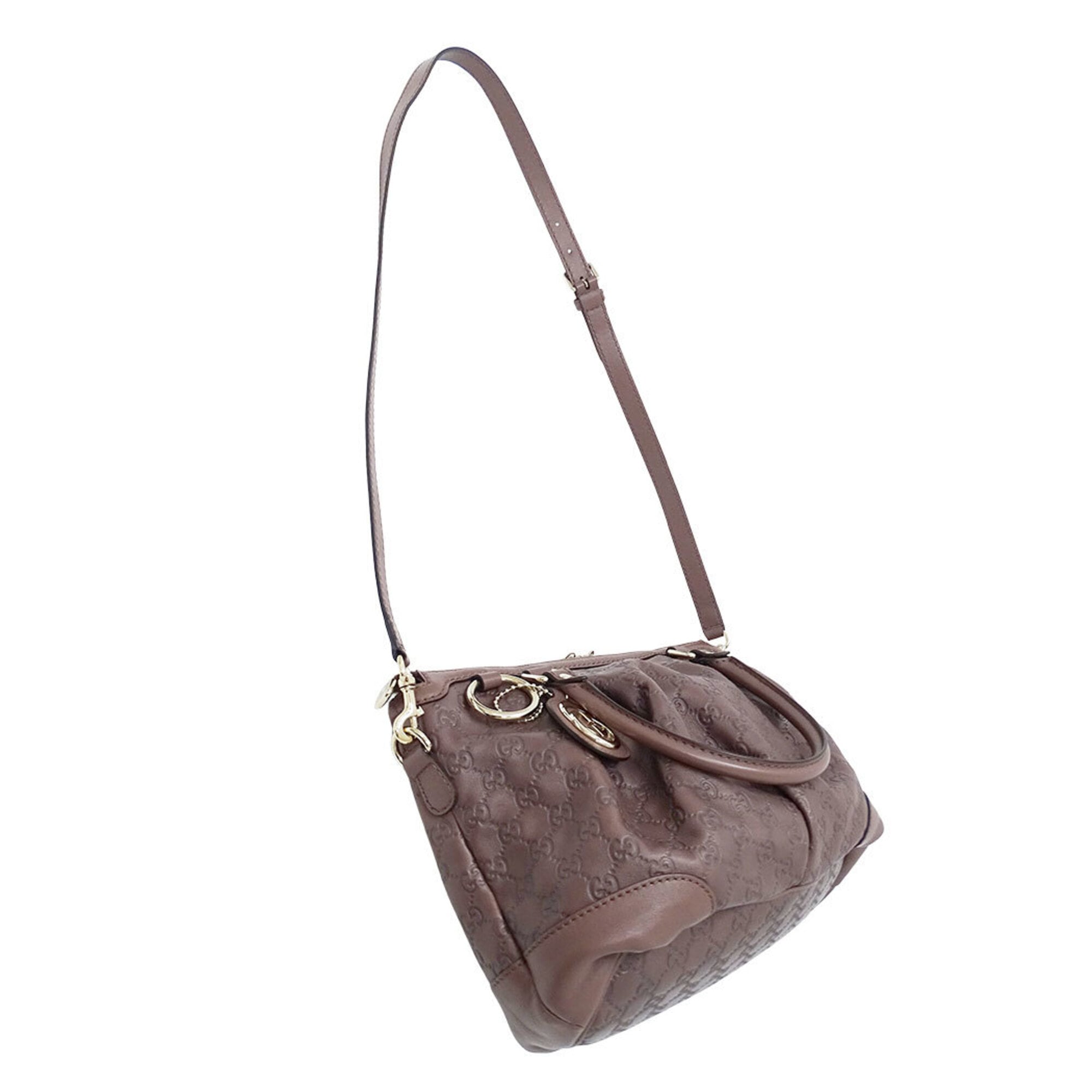 Gucci Brown Leather Handbag Shoulder Bag (Pre-Owned)