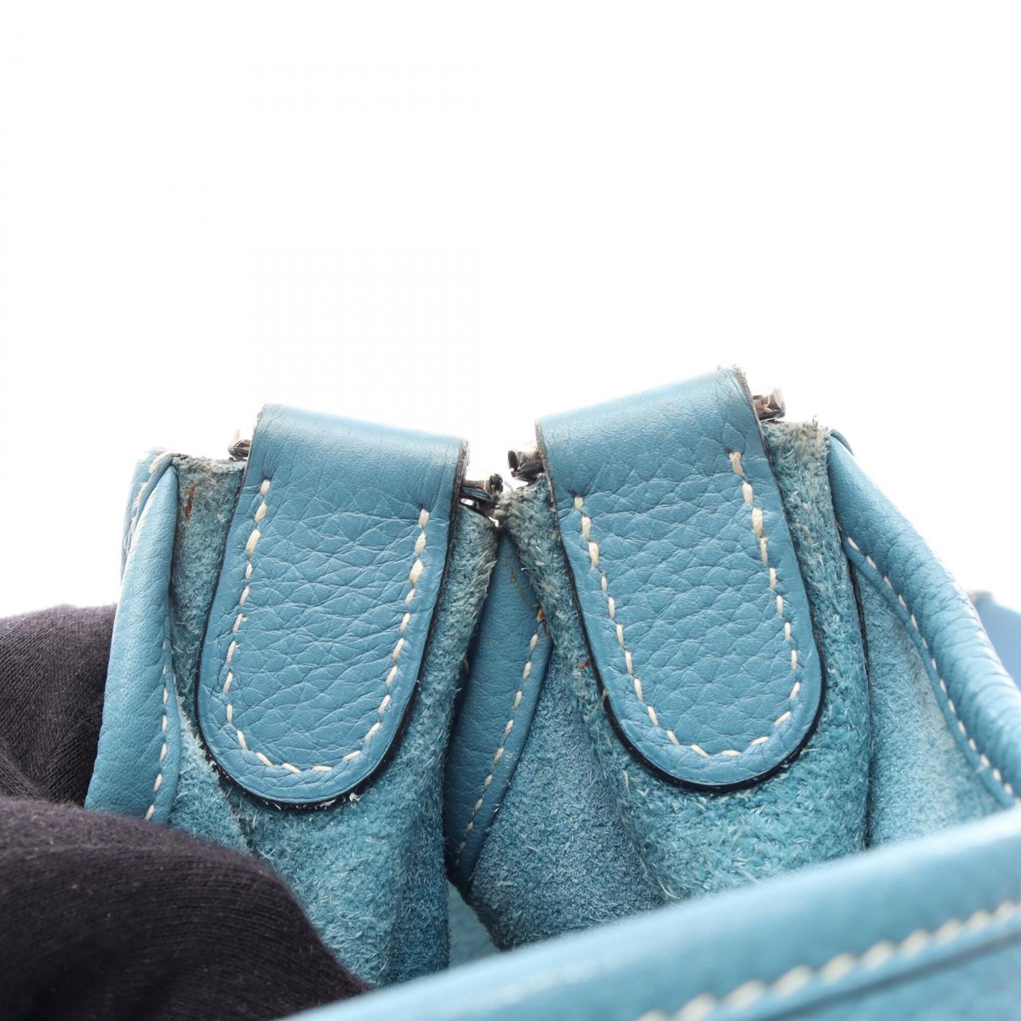 Hermes Blue Taurillon Clemence Leather Handbag Shoulder Bag (Pre-Owned)