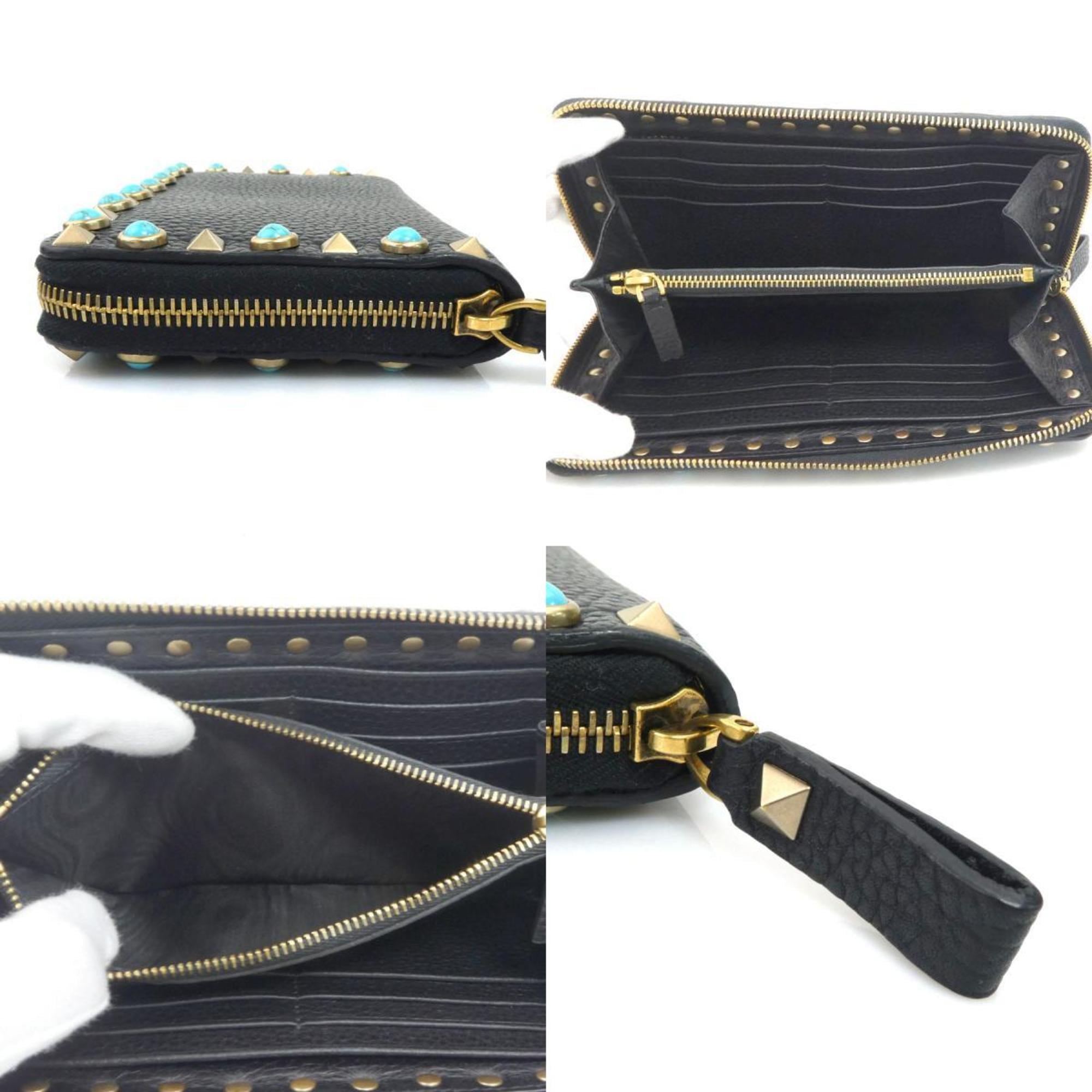 Valentino Garavani Black Leather Long Wallet (Bi-Fold) (Pre-Owned)