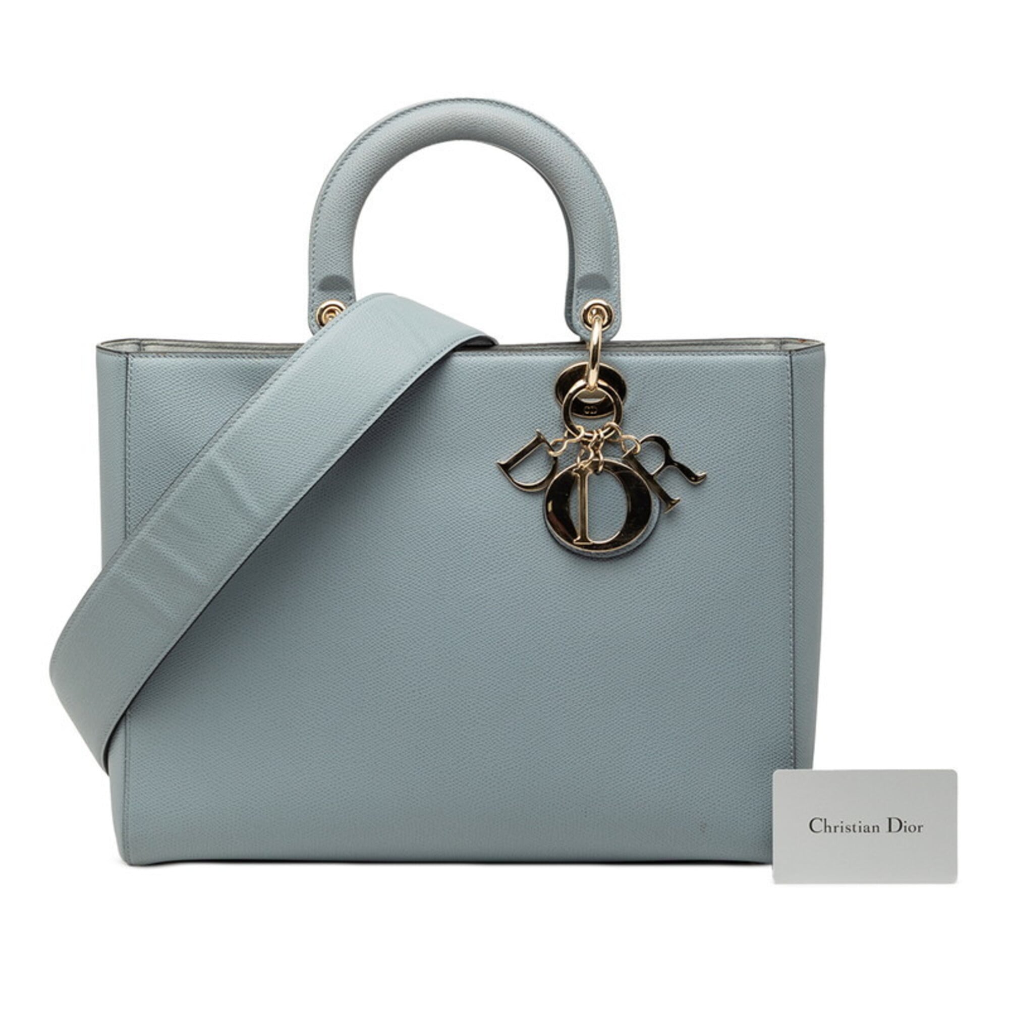 Christian Dior Lady Dior Gray Leather Handbag Shoulder Bag (Pre-Owned)