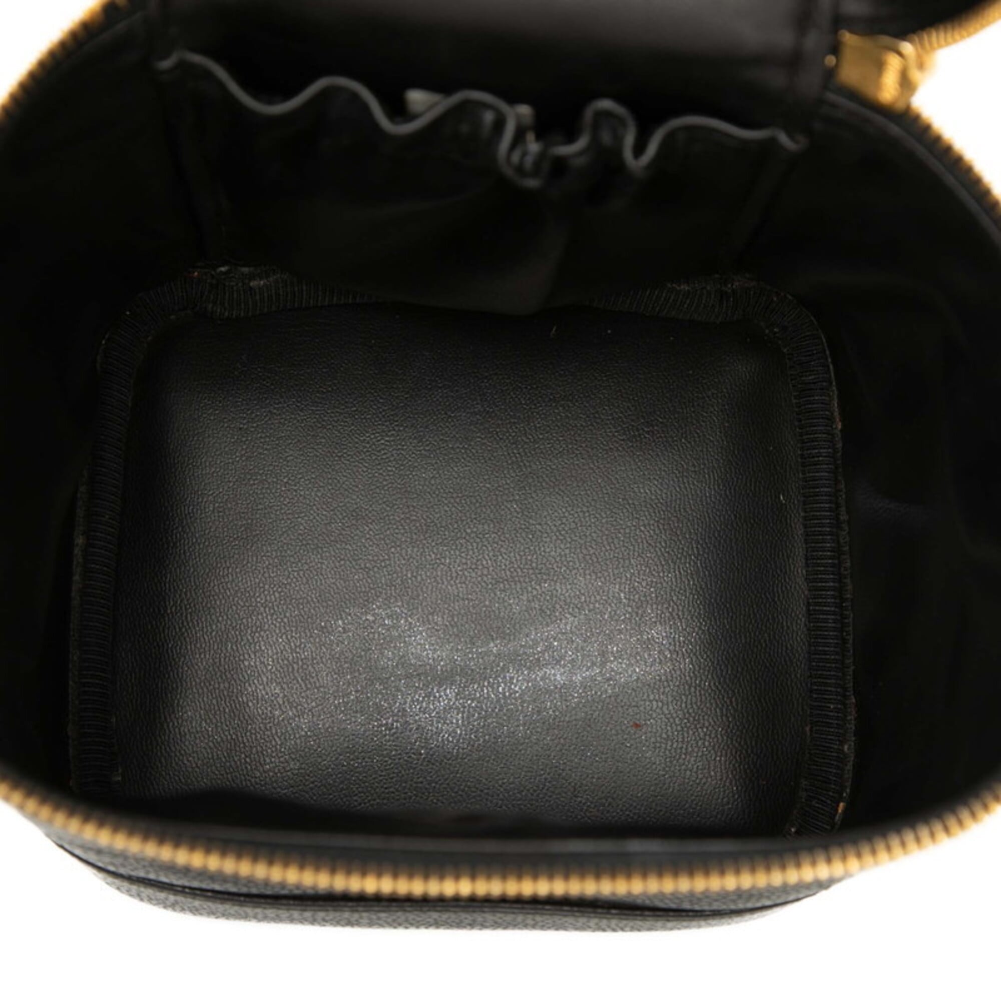 Chanel Black Grained Calfskin Handbag Vanity Bag (Pre-Owned)