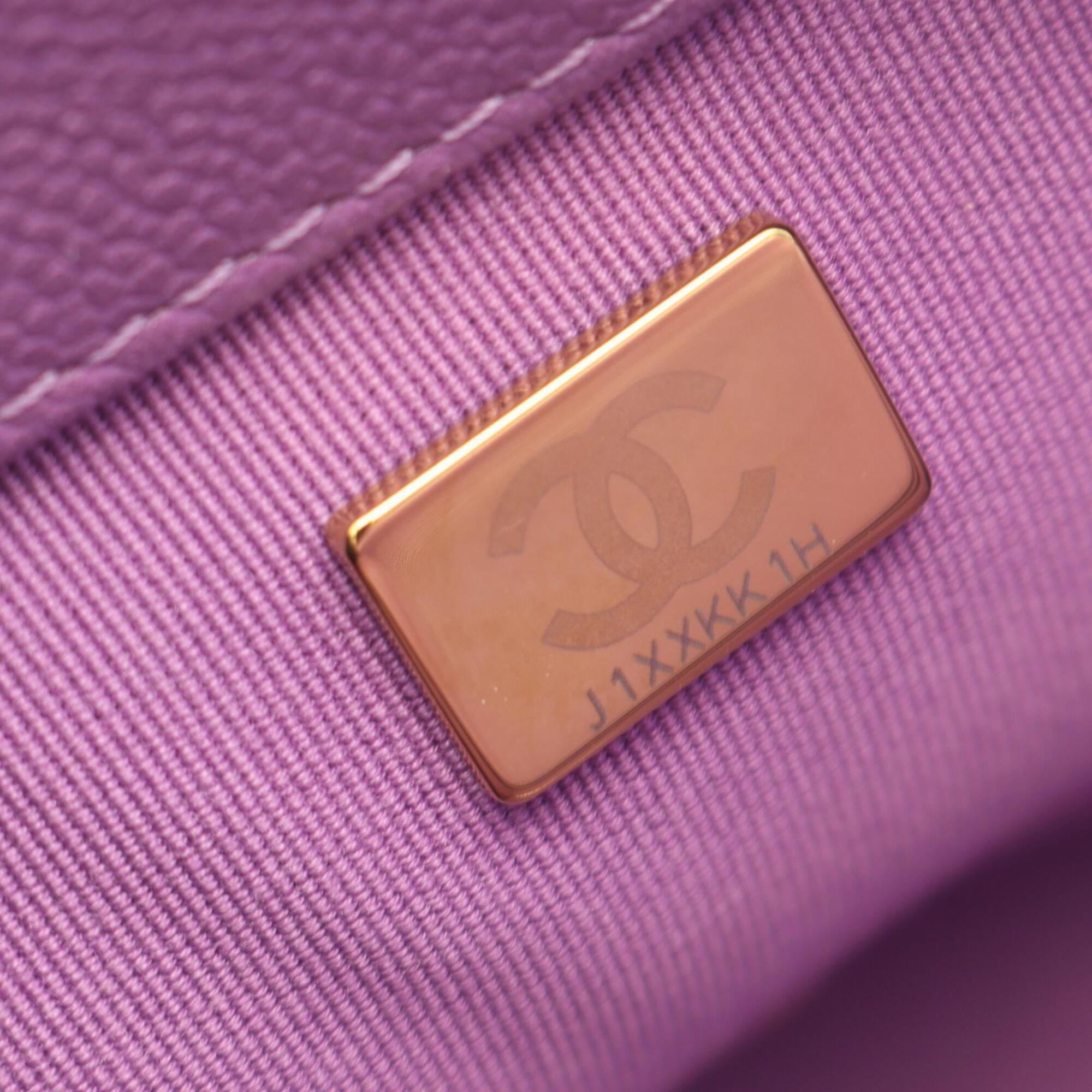 Chanel Purple Grained Calfskin Handbag Shoulder Bag (Pre-Owned)