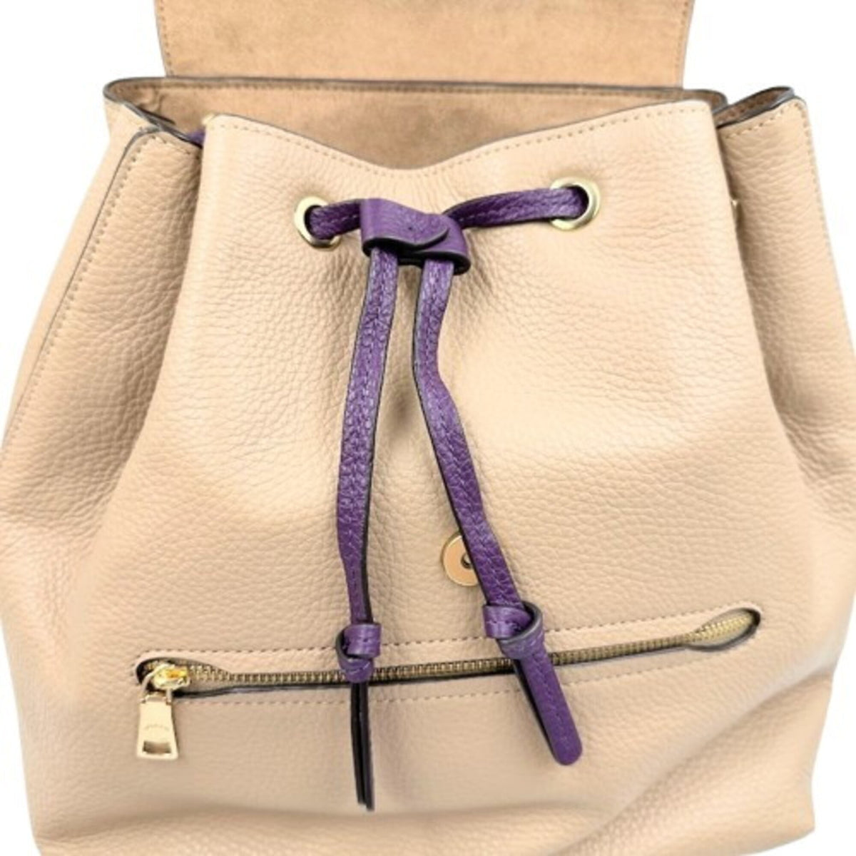 Coach Beige Yellow Leather Backpack (Pre-Owned)