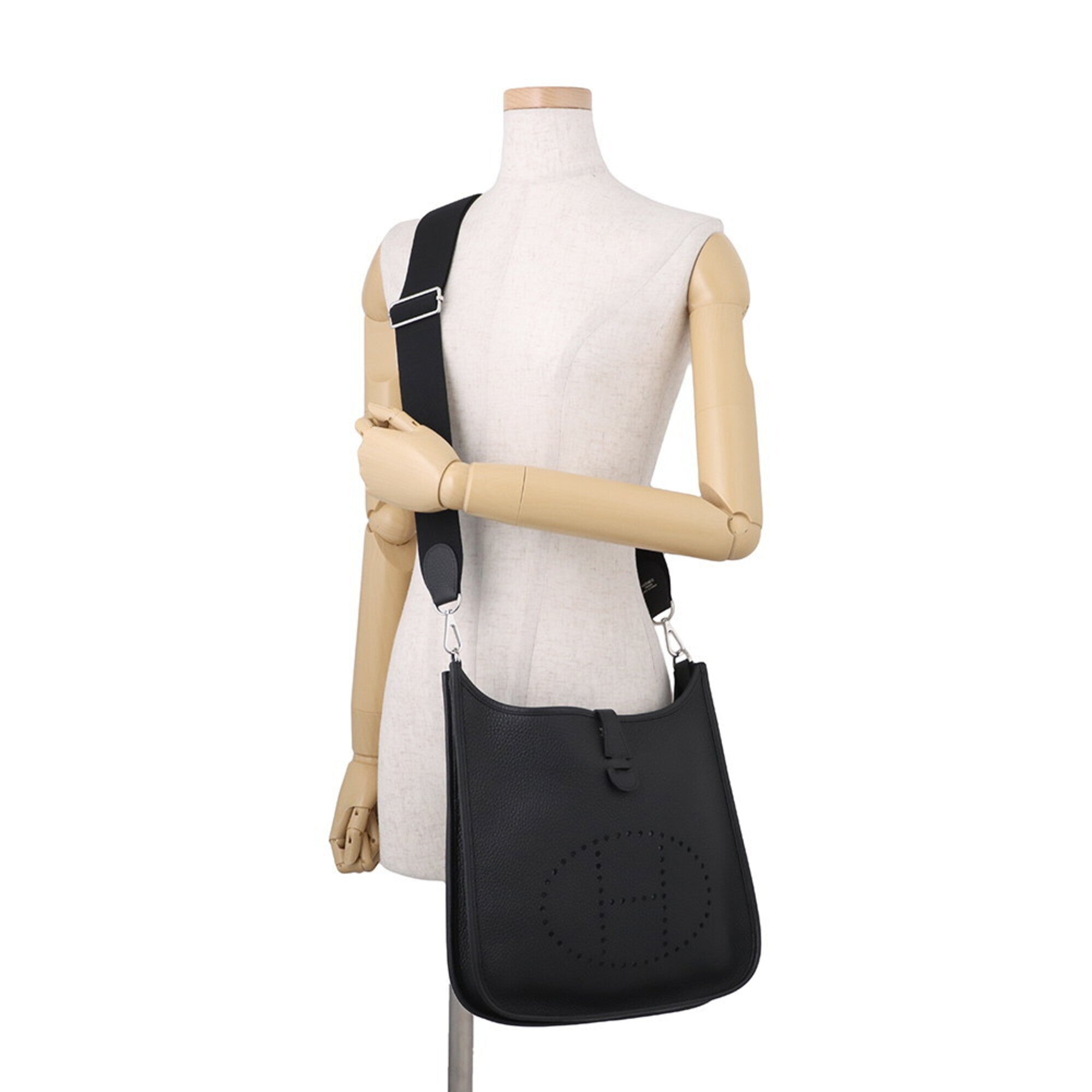 Hermes Black Taurillon Clemence Leather Handbag Shoulder Bag (Pre-Owned)