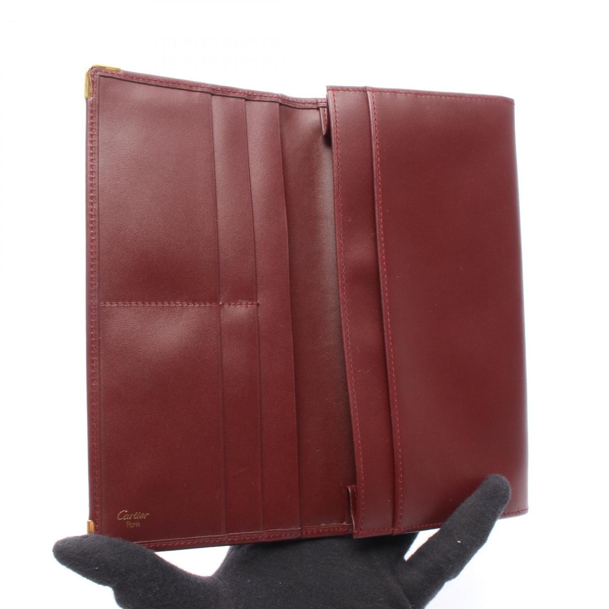 Cartier Bordeaux Leather Long Wallet (Bi-Fold) (Pre-Owned)