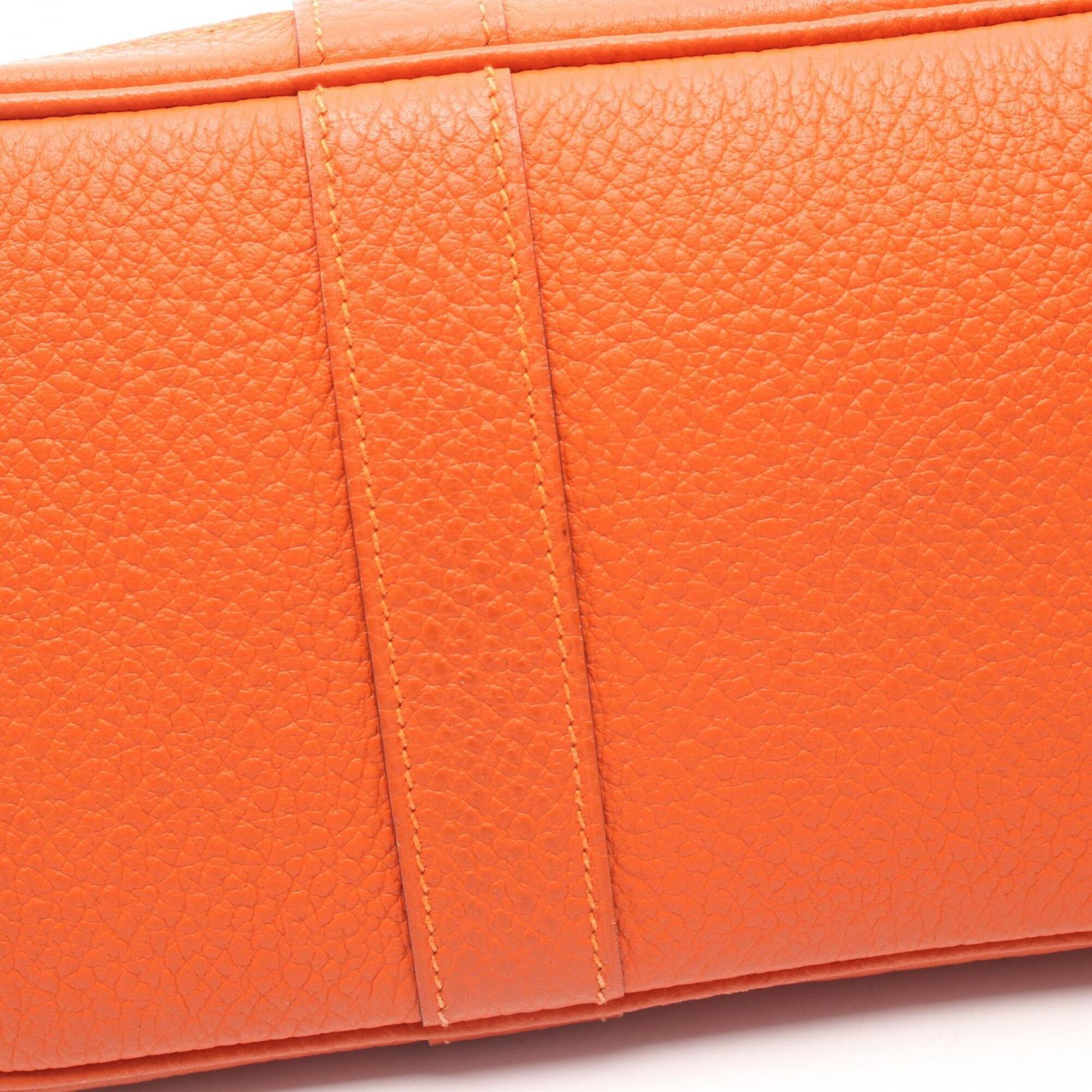 Hermes Feu Orange Toile Chevron Handbag Tote Bag (Pre-Owned)