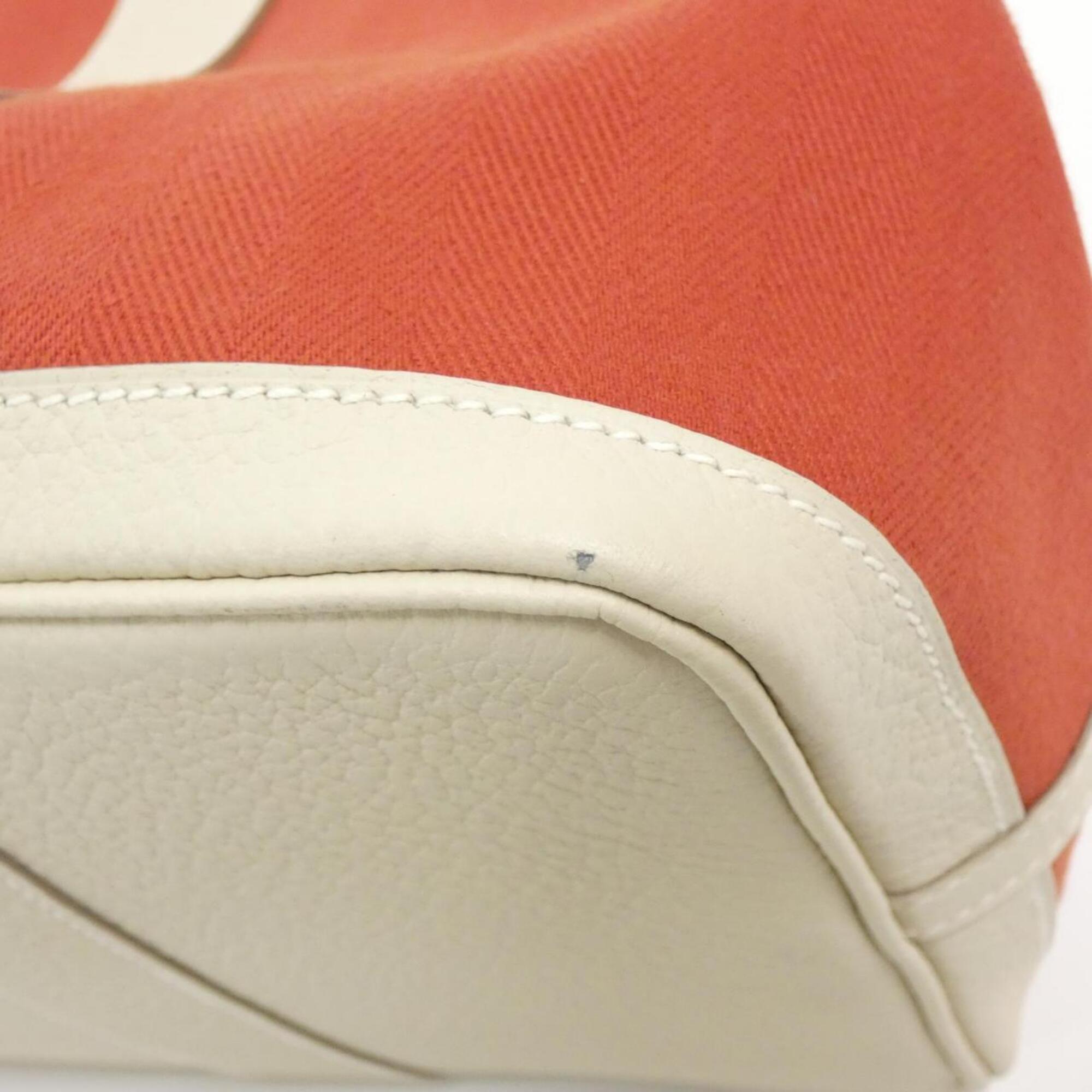 Hermes Red Color Toile Chevron Country Leather Handbag (Pre-Owned)