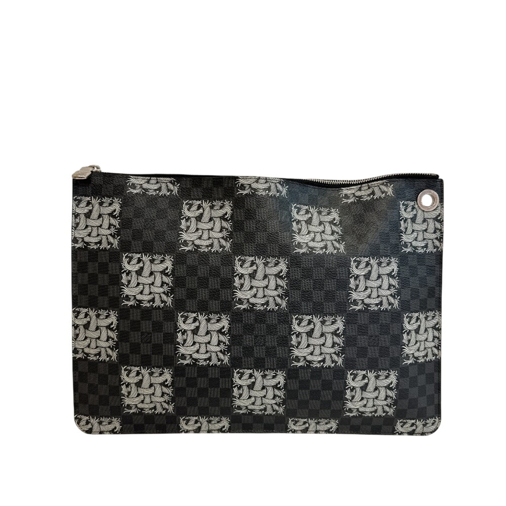 Louis Vuitton Black Gray White Damier Graphite Clutch Bag (Pre-Owned)