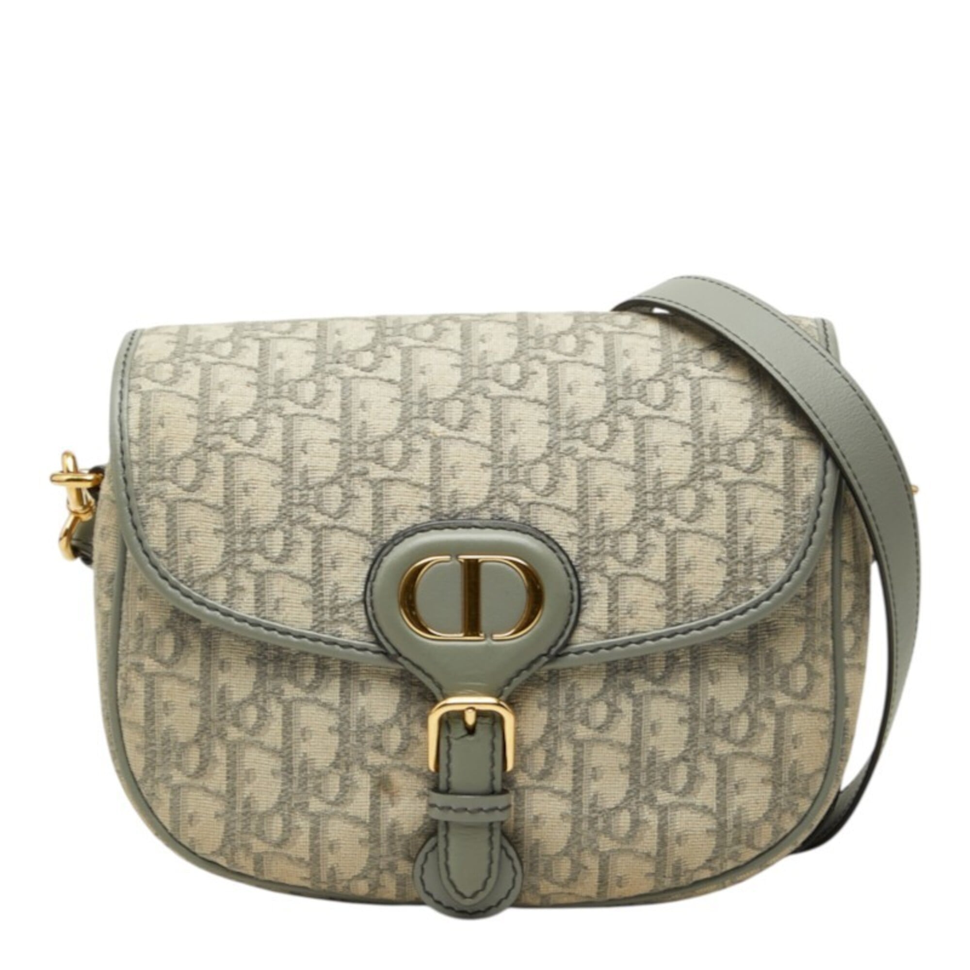 Christian Dior Gold Gray Canvas Leather Shoulder Bag (Pre-Owned)