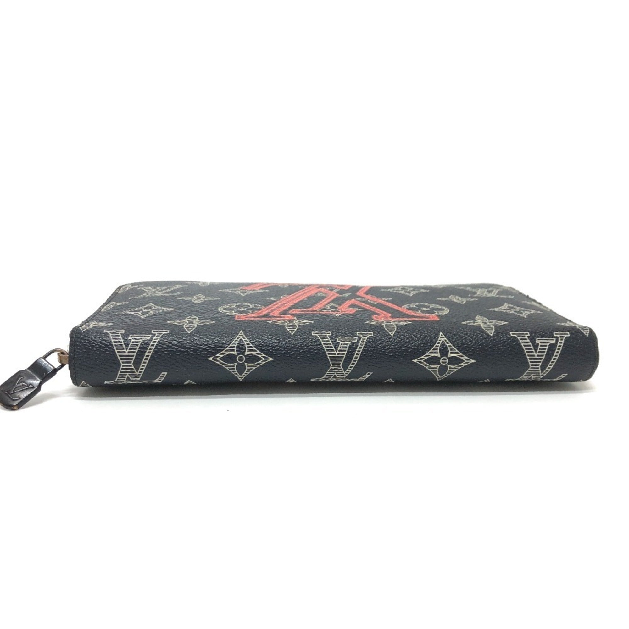 Louis Vuitton Black Navy Red Color Canvas Long Wallet (Bi-Fold) (Pre-Owned)