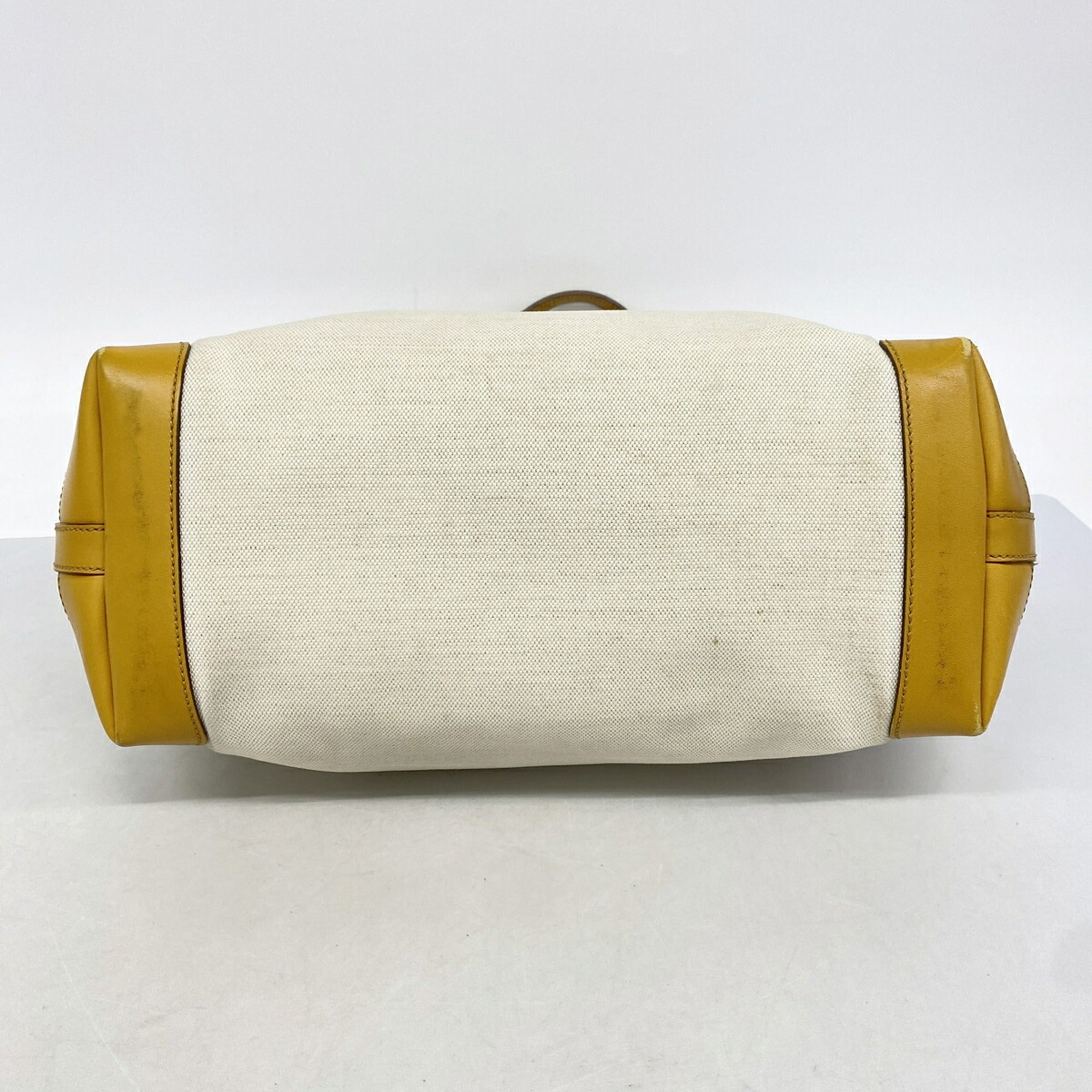 Gucci Beige Yellow Canvas Tote Bag (Pre-Owned)