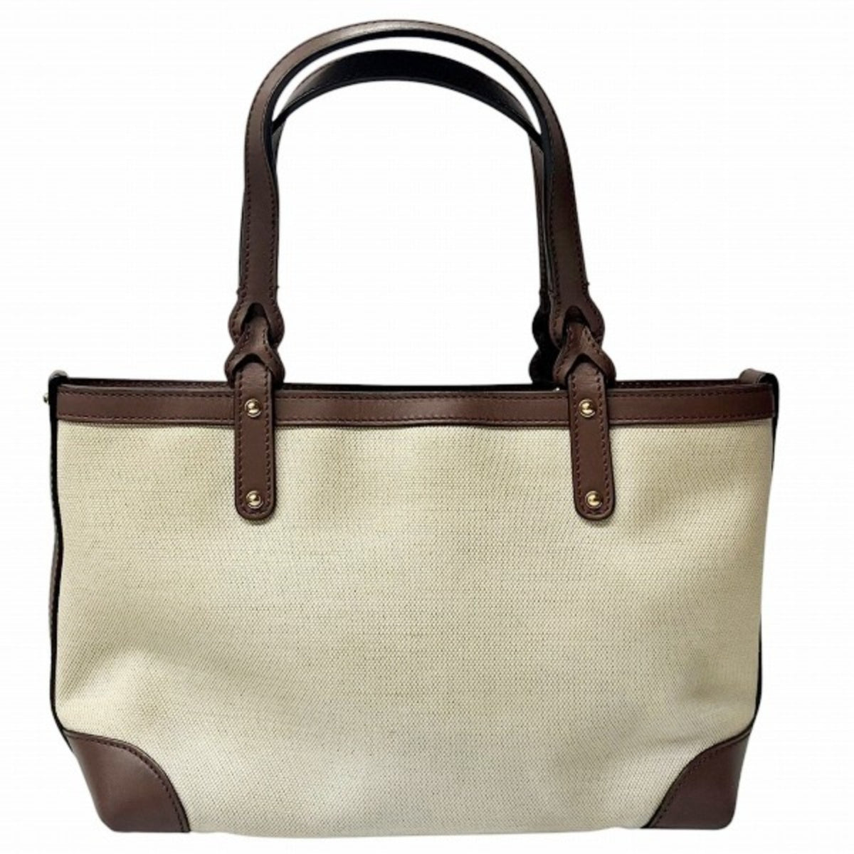 Gucci Beige Brown Canvas Leather Tote Bag (Pre-Owned)