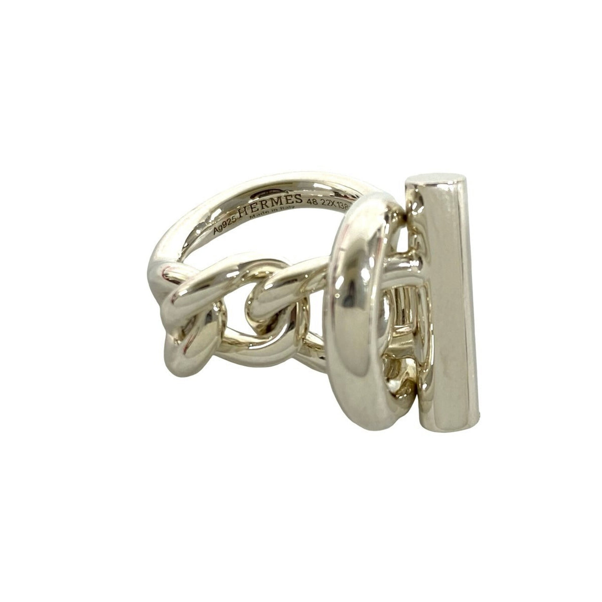 Hermes Silver Silver 925 Band Ring (Pre-Owned)