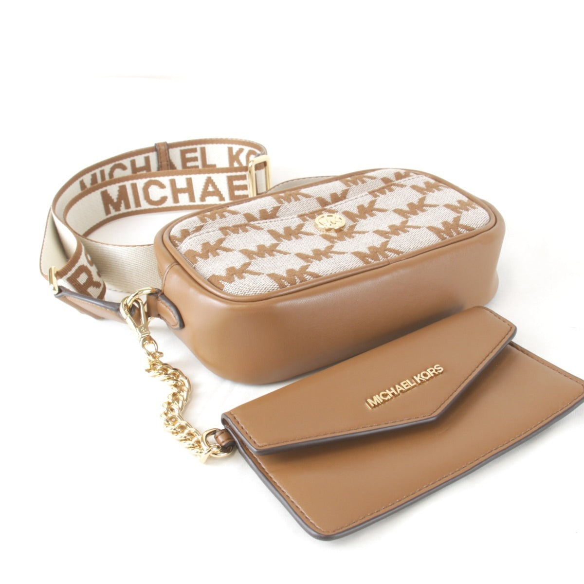 Michael Kors Brown Canvas Leather Pouch Shoulder Bag (Pre-Owned)