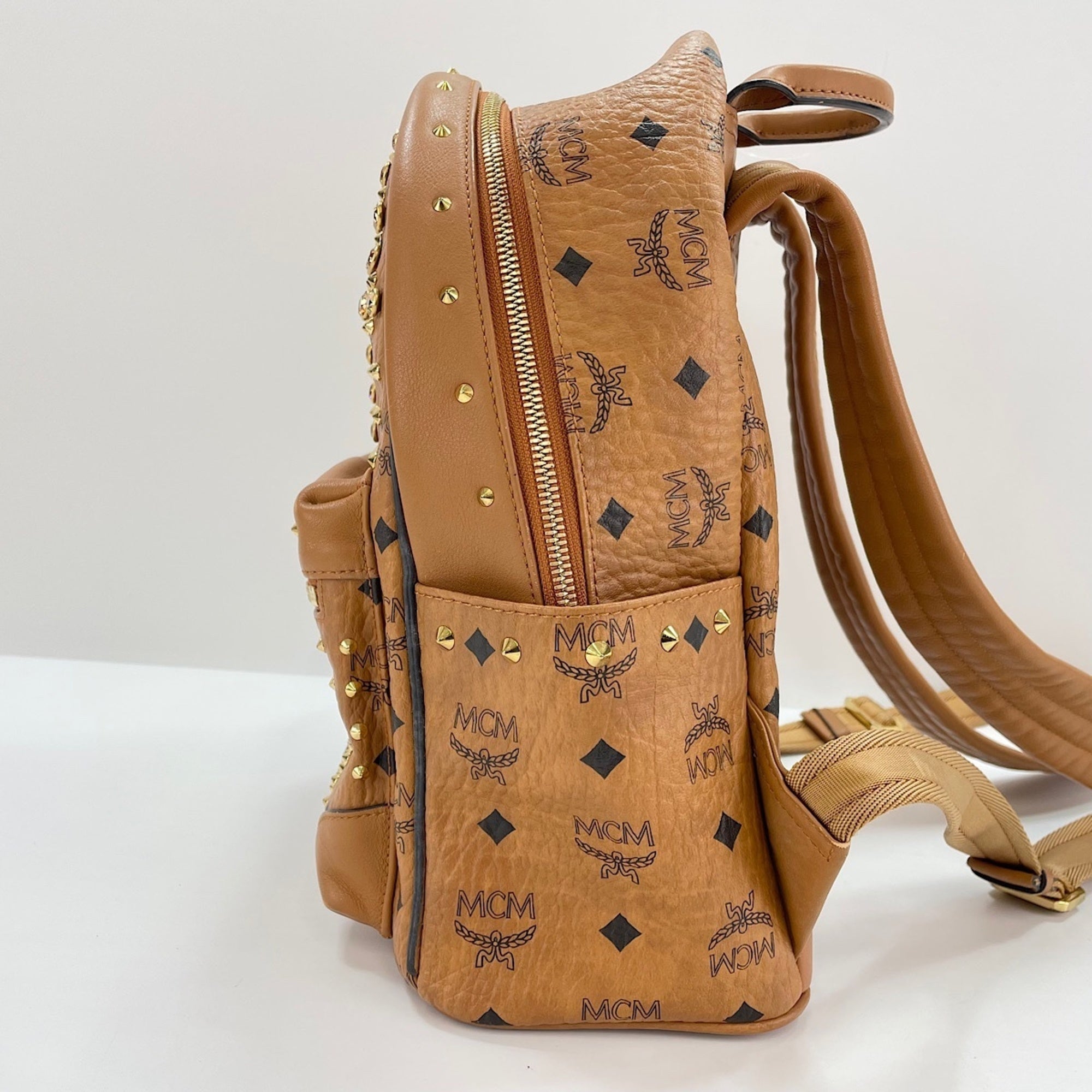 Mcm Beige Coated Canvas Backpack (Pre-Owned)