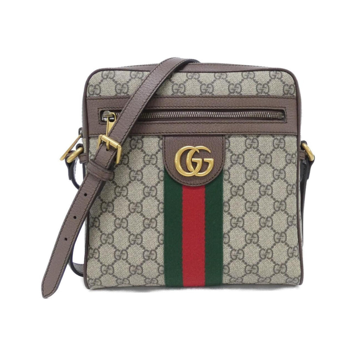 Gucci Beige Brown Gg Supreme Leather Shoulder Bag (Pre-Owned)