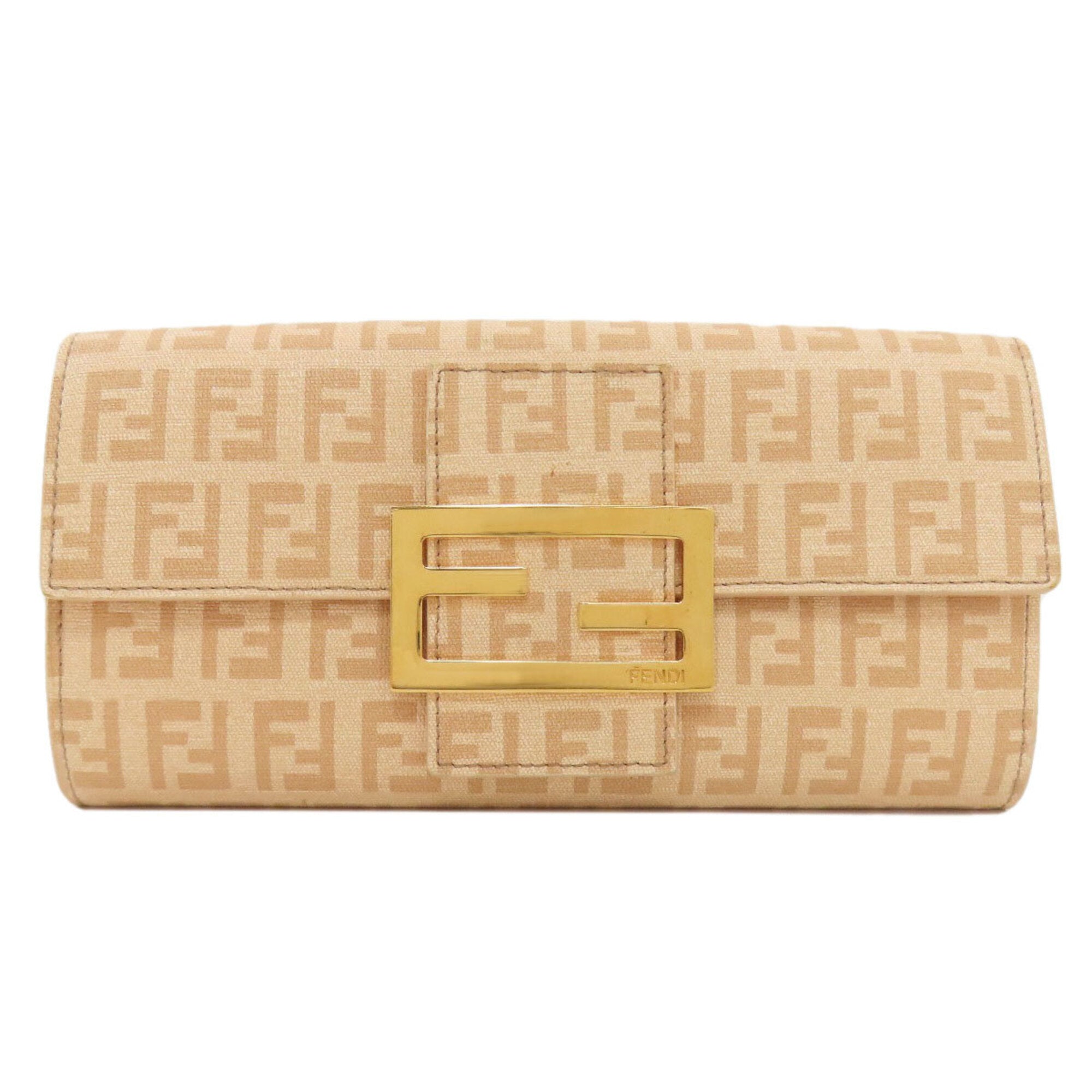 Fendi Zucchino Beige Zucchino Long Wallet (Bi-Fold) (Pre-Owned)