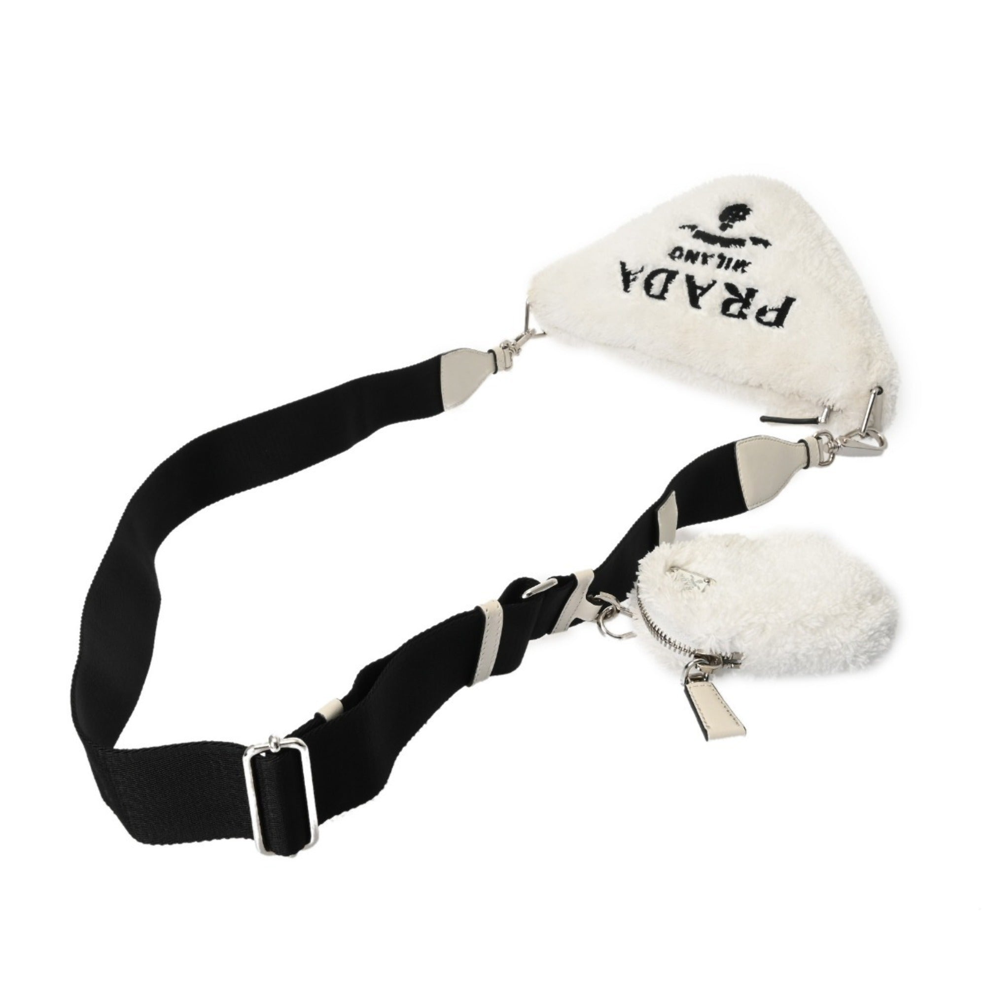 Prada White Pile Fabric Shoulder Bag (Pre-Owned)