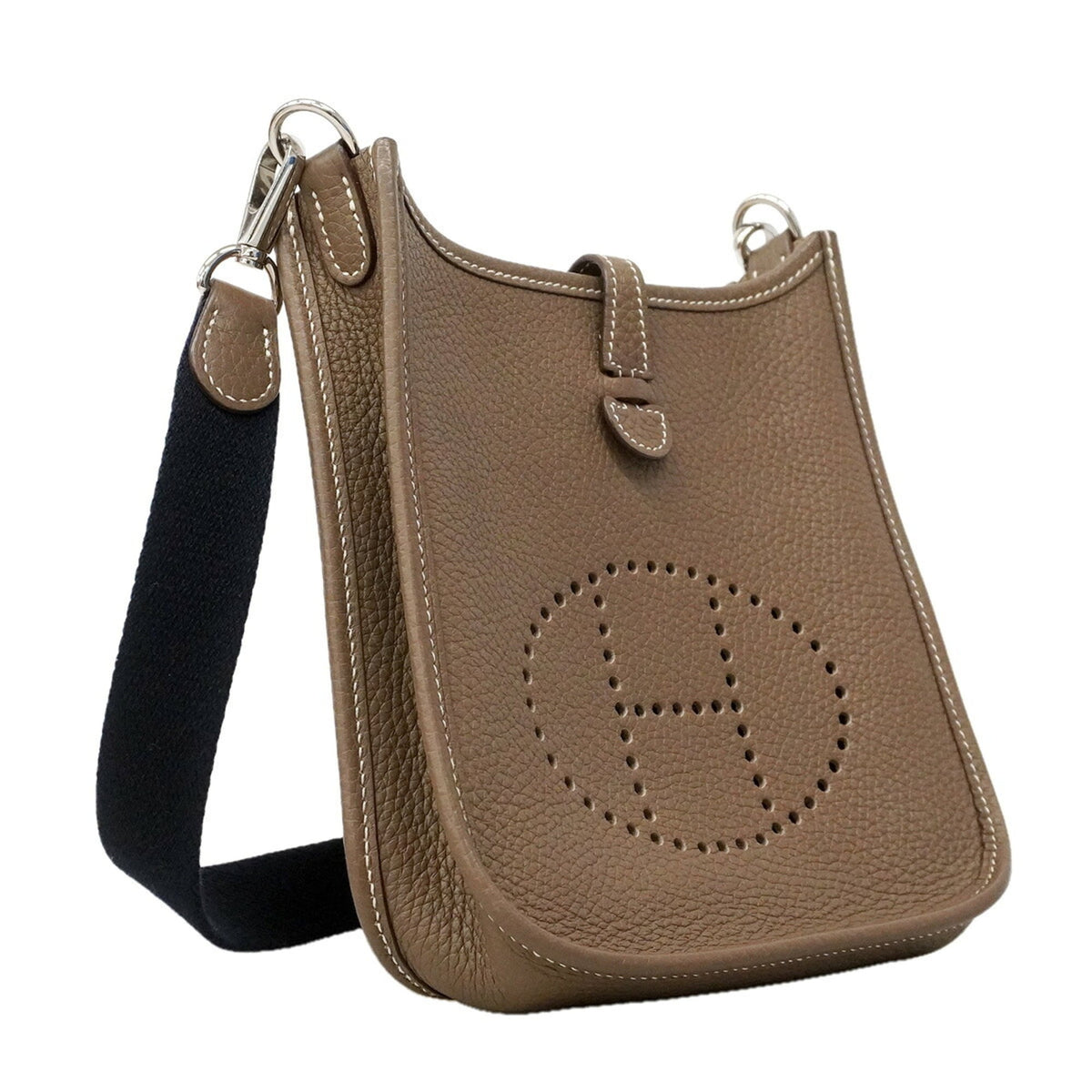 Hermes Etoupe Gray Taurillon Clemence Leather Shoulder Bag (Pre-Owned)