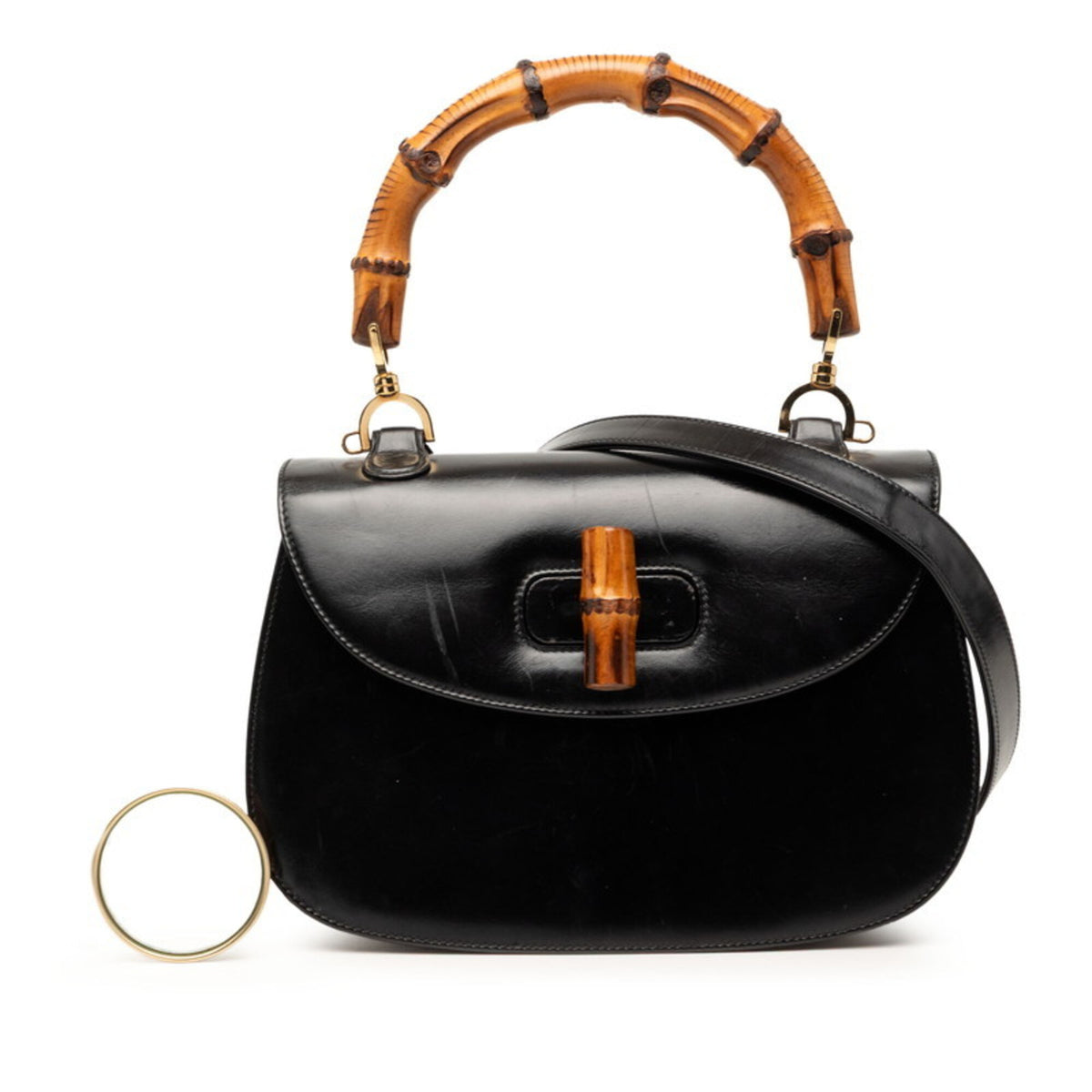 Gucci Black Leather Handbag Shoulder Bag (Pre-Owned)