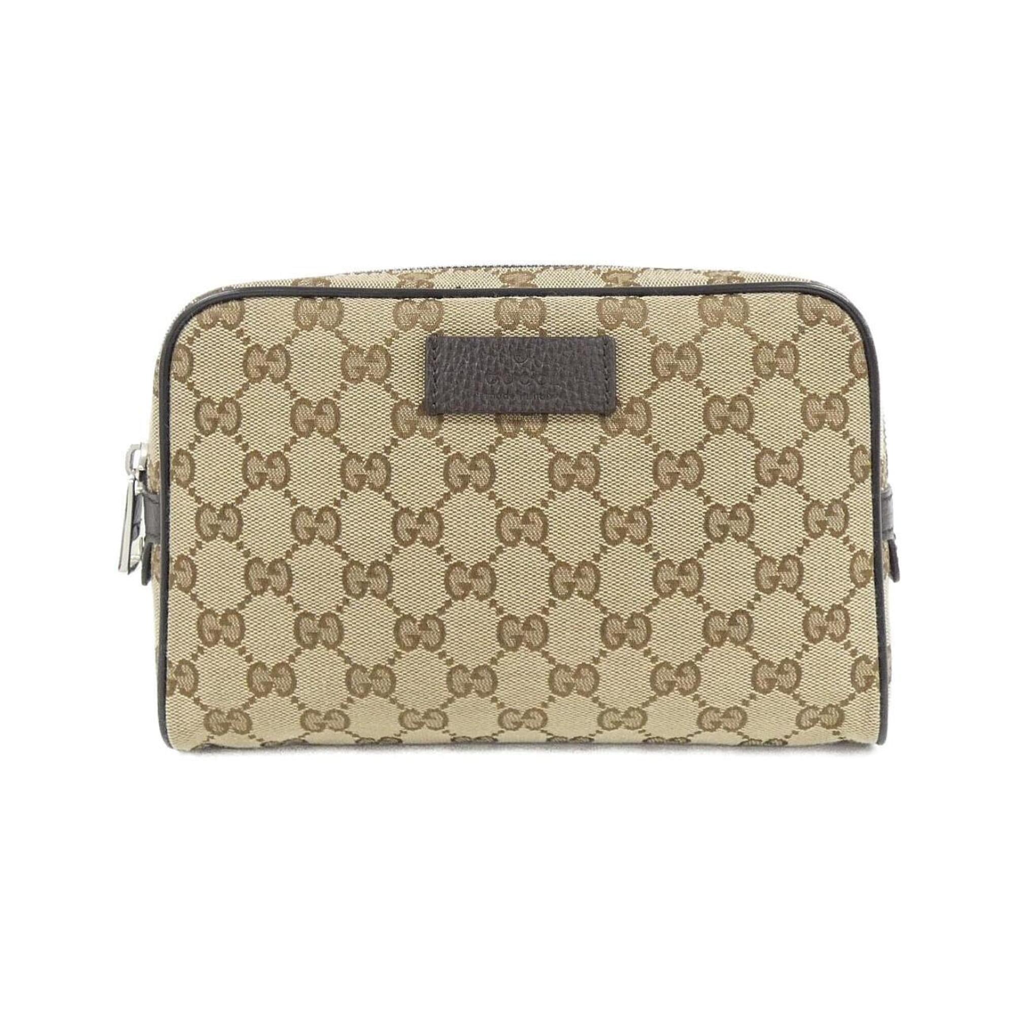 Gucci Gg Canvas Beige Brown Gg Canvas Leather Fanny Pack (Pre-Owned)