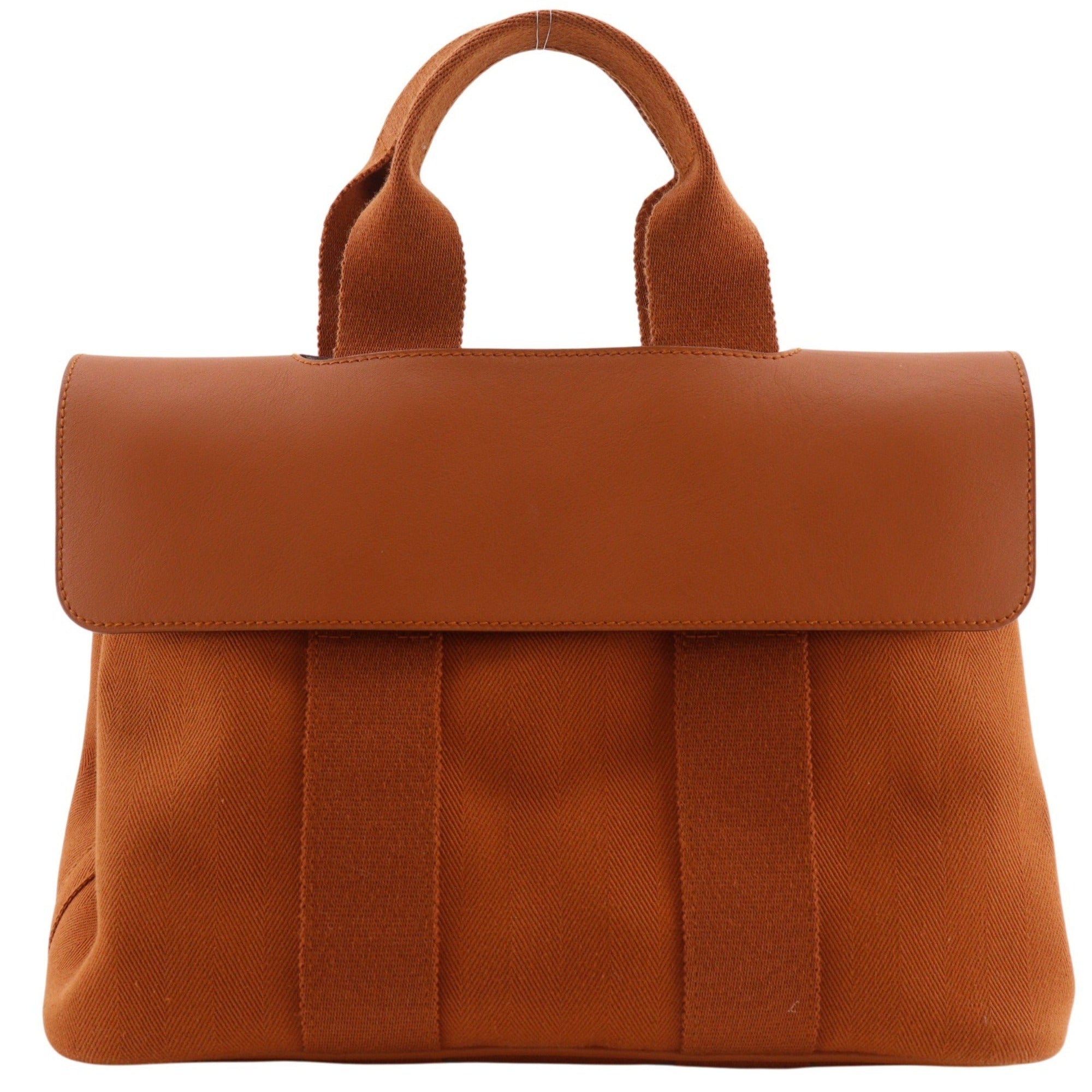 Hermes Valparaiso Orange Toile Chevron Leather Handbag (Pre-Owned)