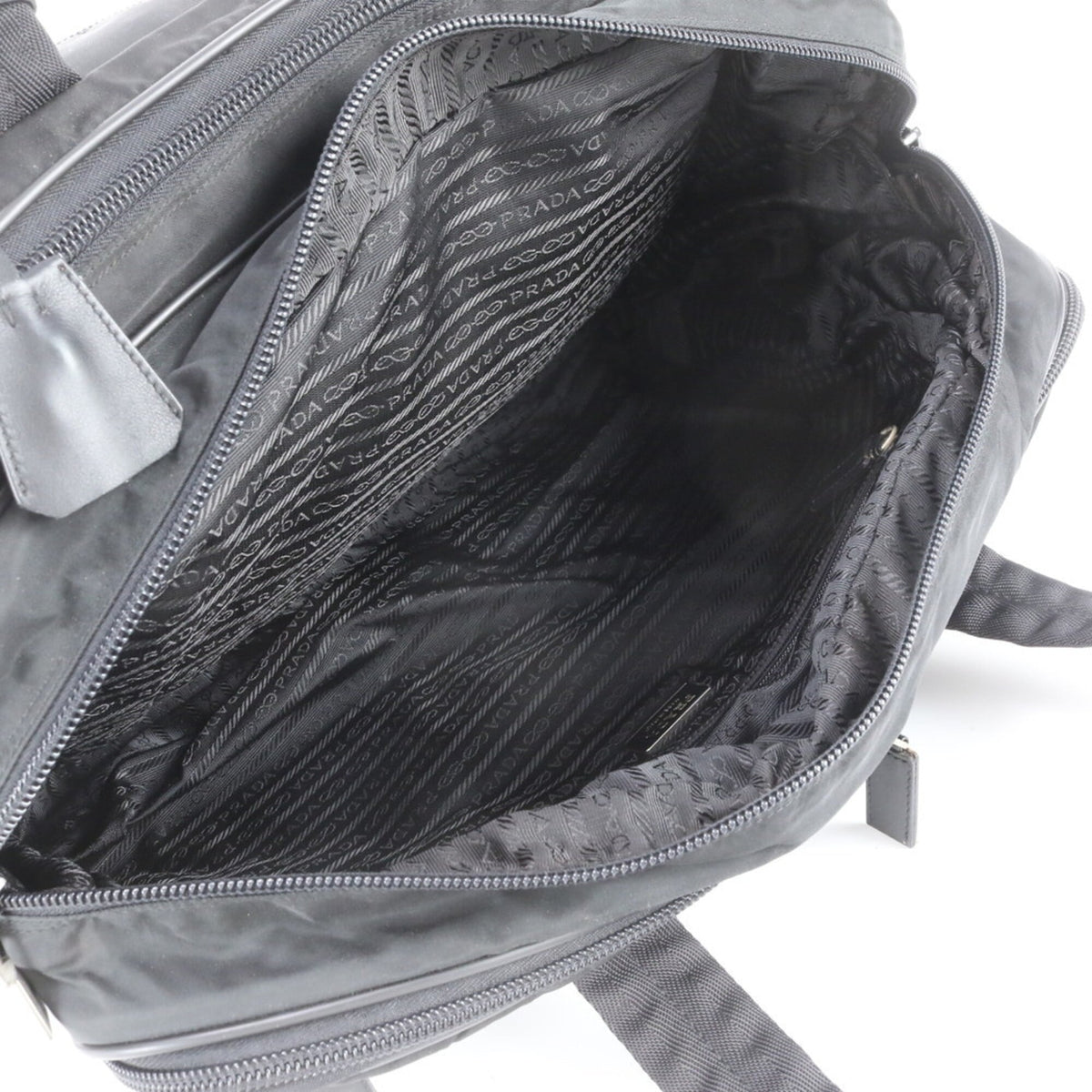 Prada Black Leather Nylon Boston Bag Shoulder Bag (Pre-Owned)