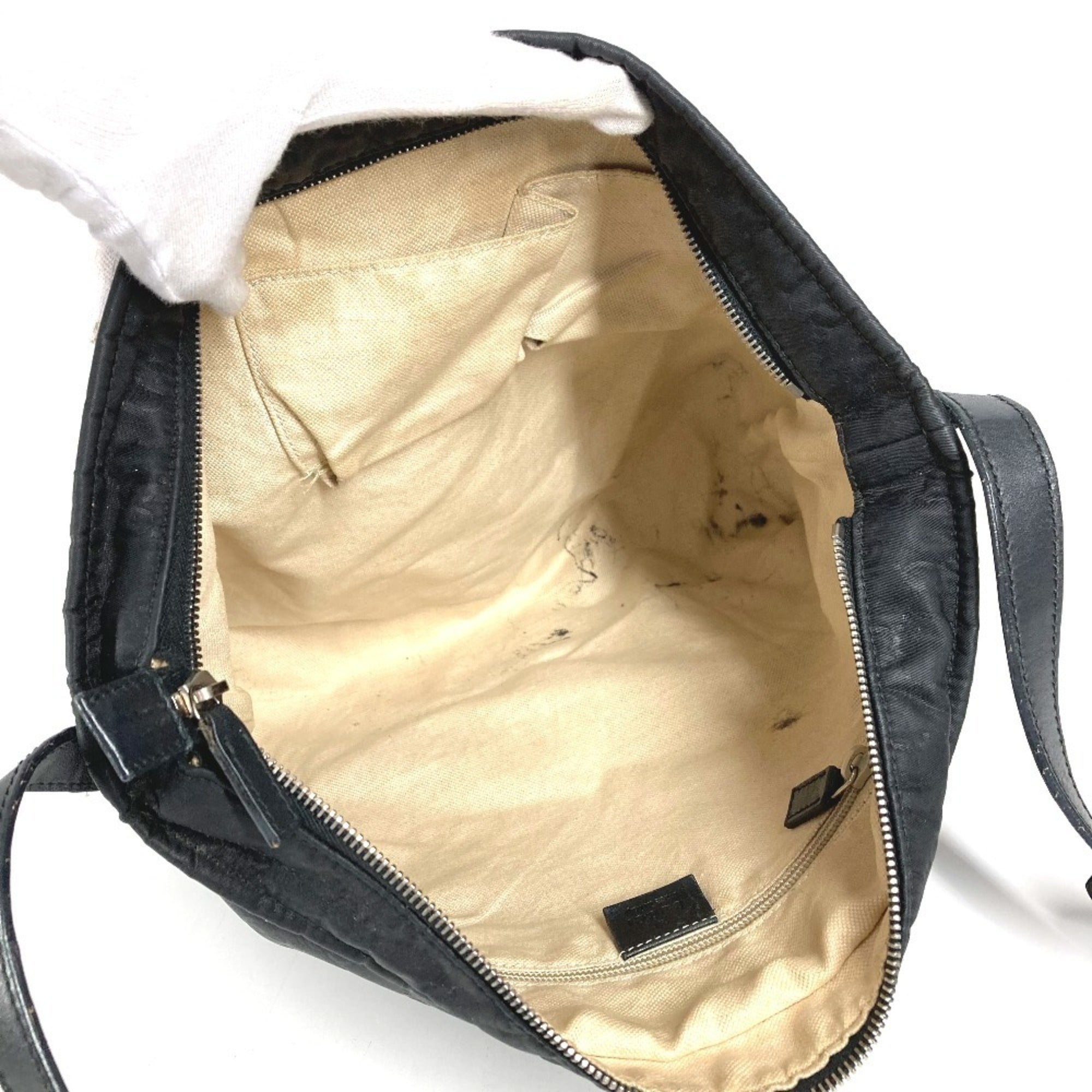 Gucci Black Leather Nylon Shoulder Bag (Pre-Owned)