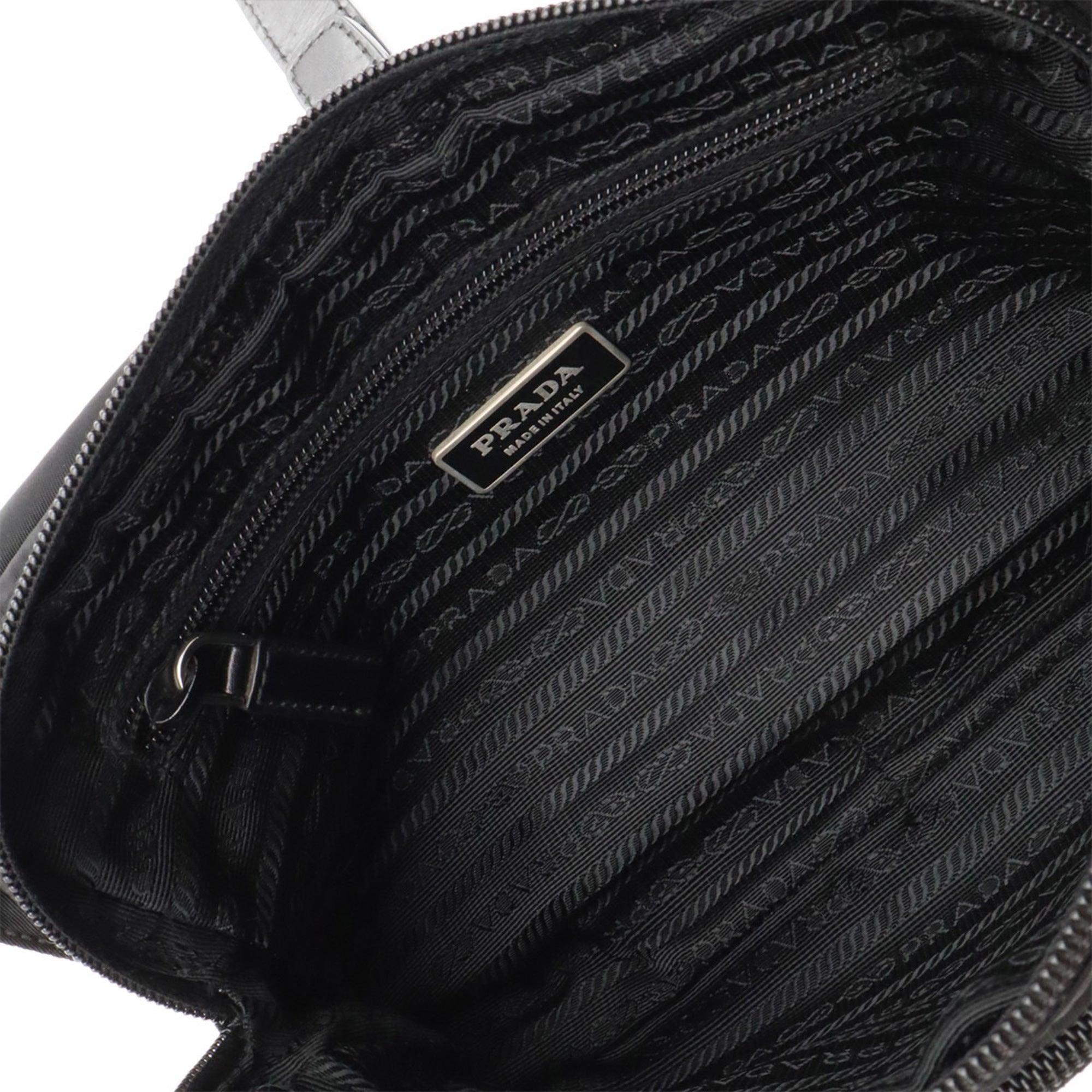 Prada Black Nero Nylon Leather Pochette Shoulder Bag (Pre-Owned)
