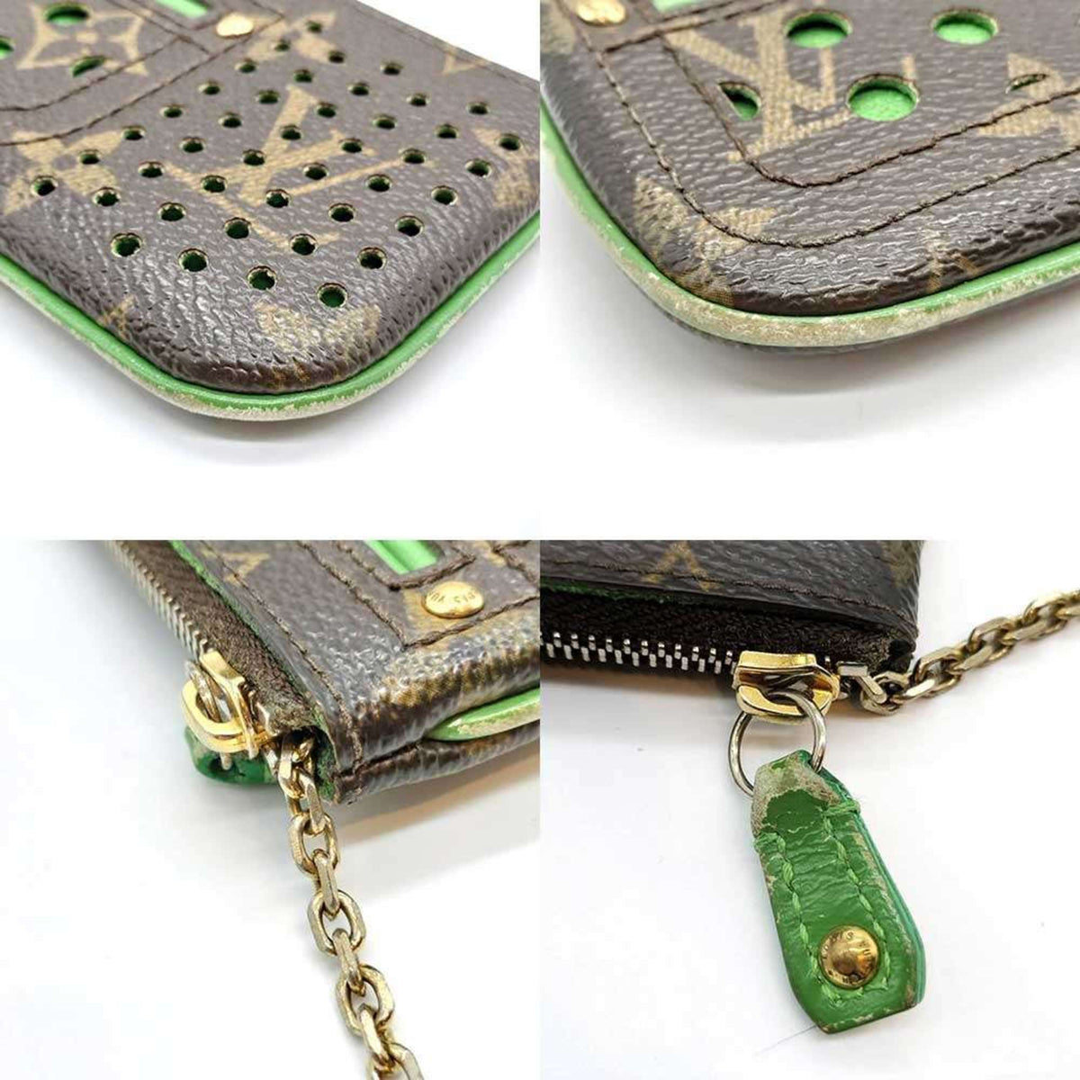Louis Vuitton Brown Green Vert Monogram Perforated Coin Purse/Coin Case (Pre-Owned)