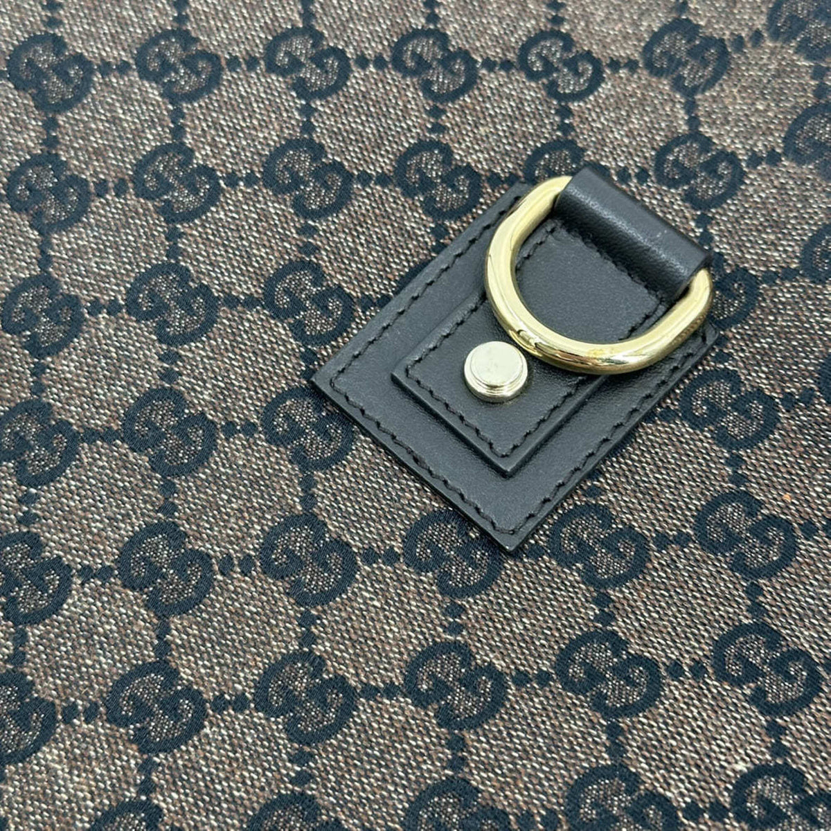 Gucci Abbey Brown Gg Canvas Leather Shoulder Bag (Pre-Owned)