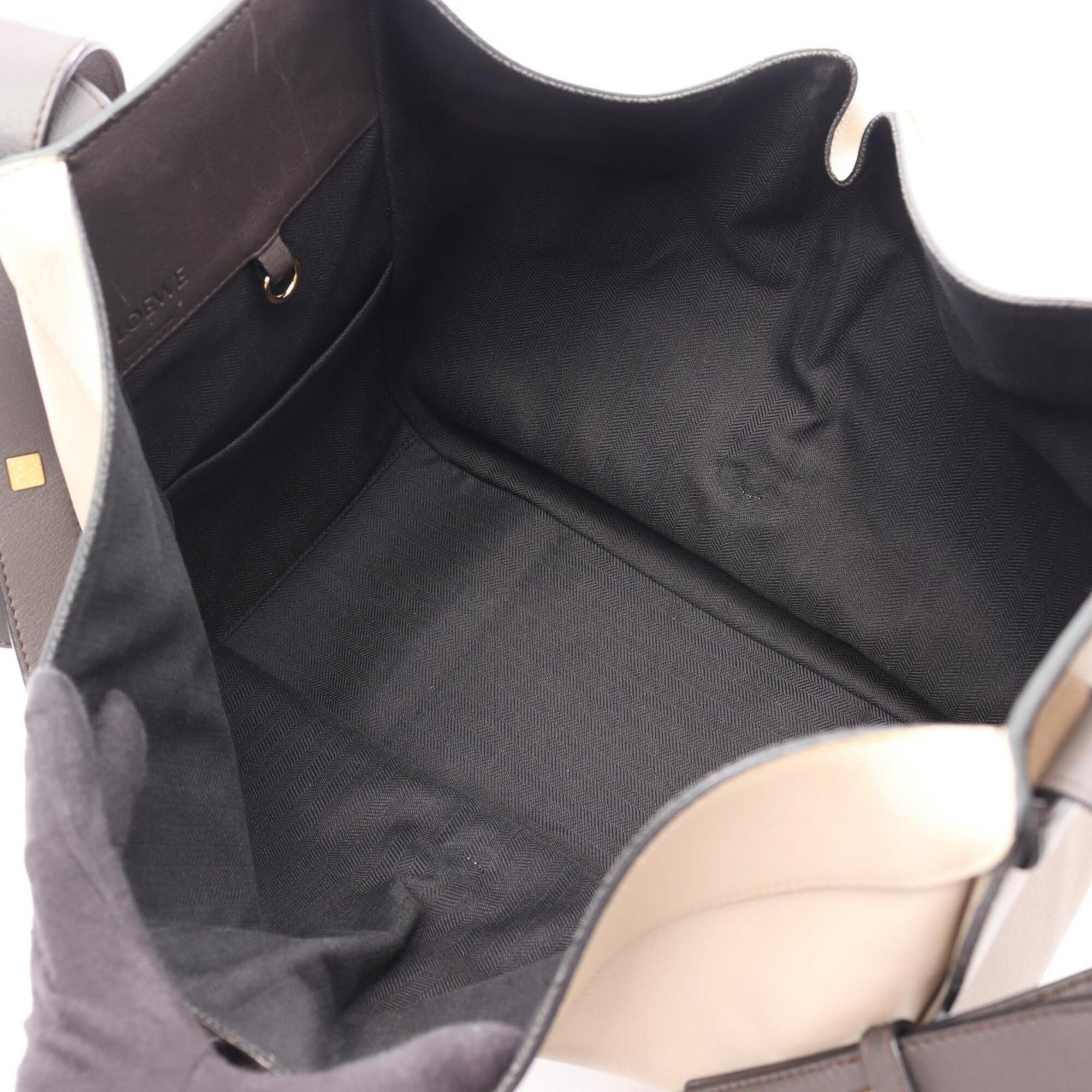 Loewe Beige Brown Gray Leather Handbag (Pre-Owned)