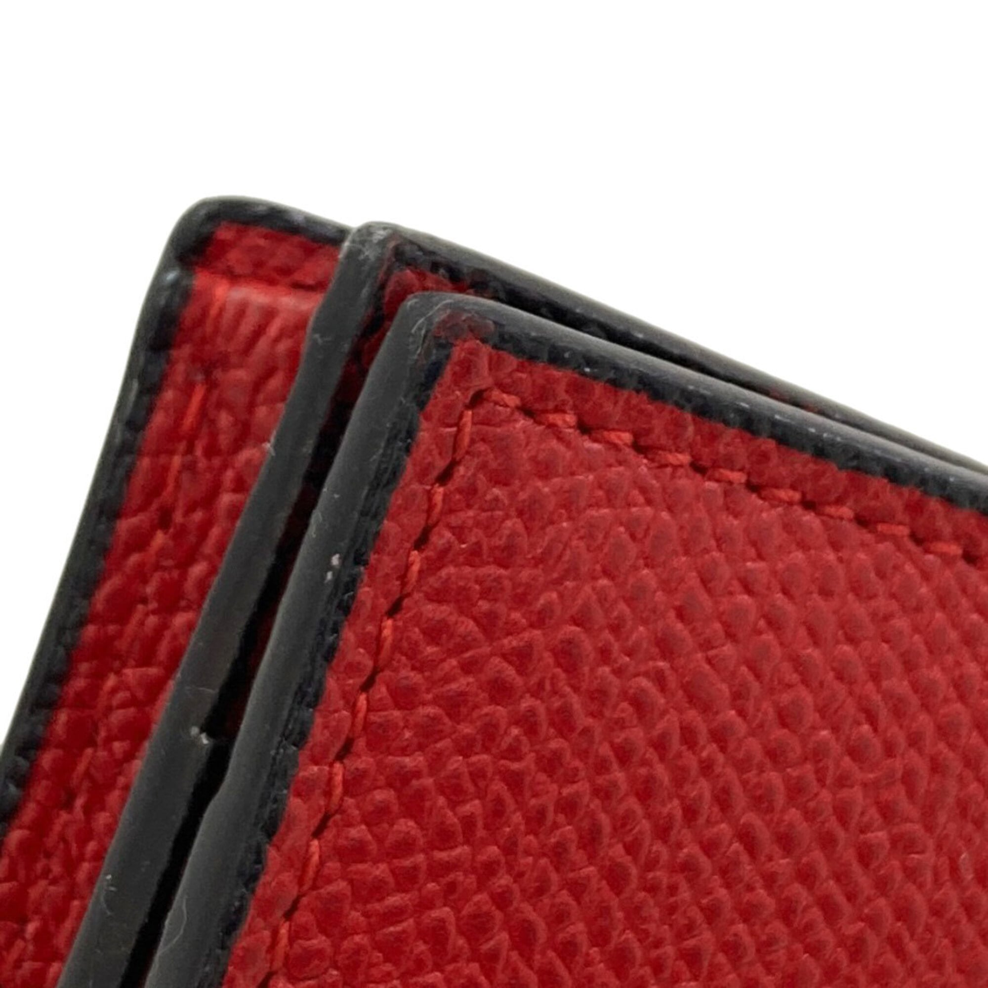 Valextra Red Color Leather Long Wallet (Bi-Fold) (Pre-Owned)