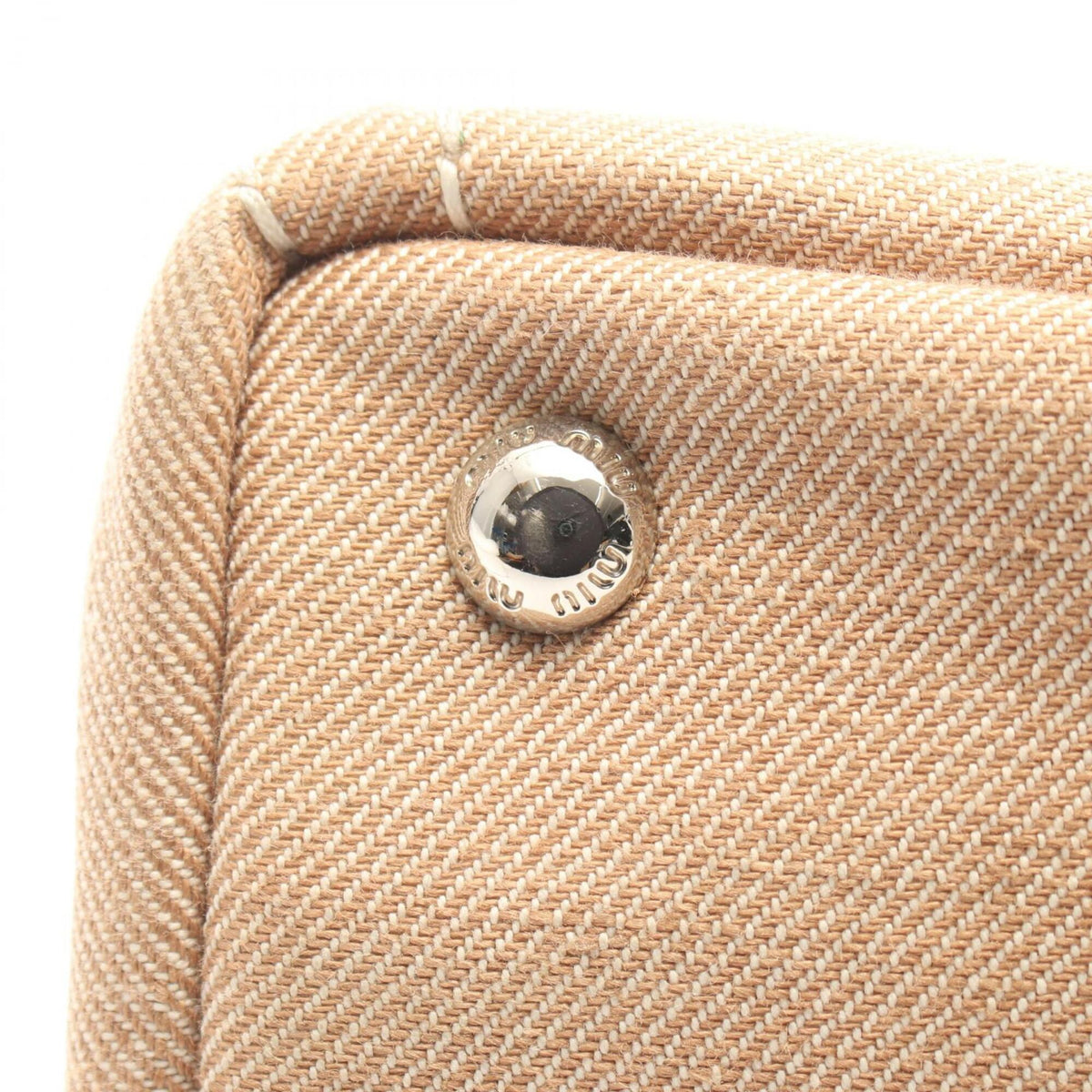 Miu Miu Beige Ivory Canvas Handbag Tote Bag (Pre-Owned)