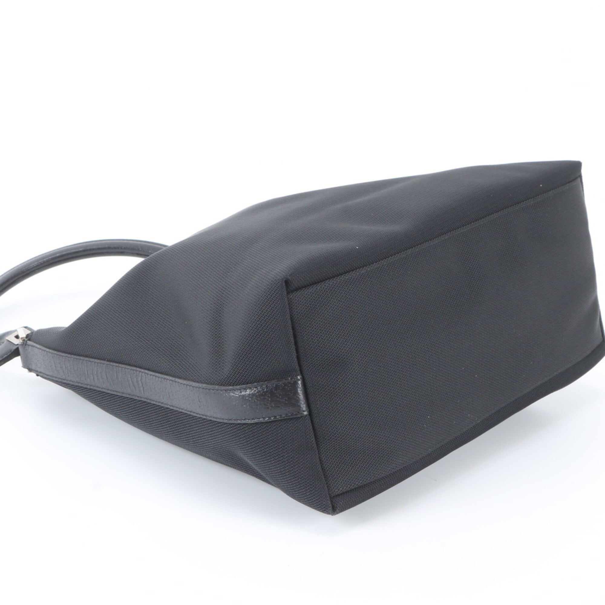 Salvatore Ferragamo Gancini Black Leather Nylon Handbag Shoulder Bag (Pre-Owned)